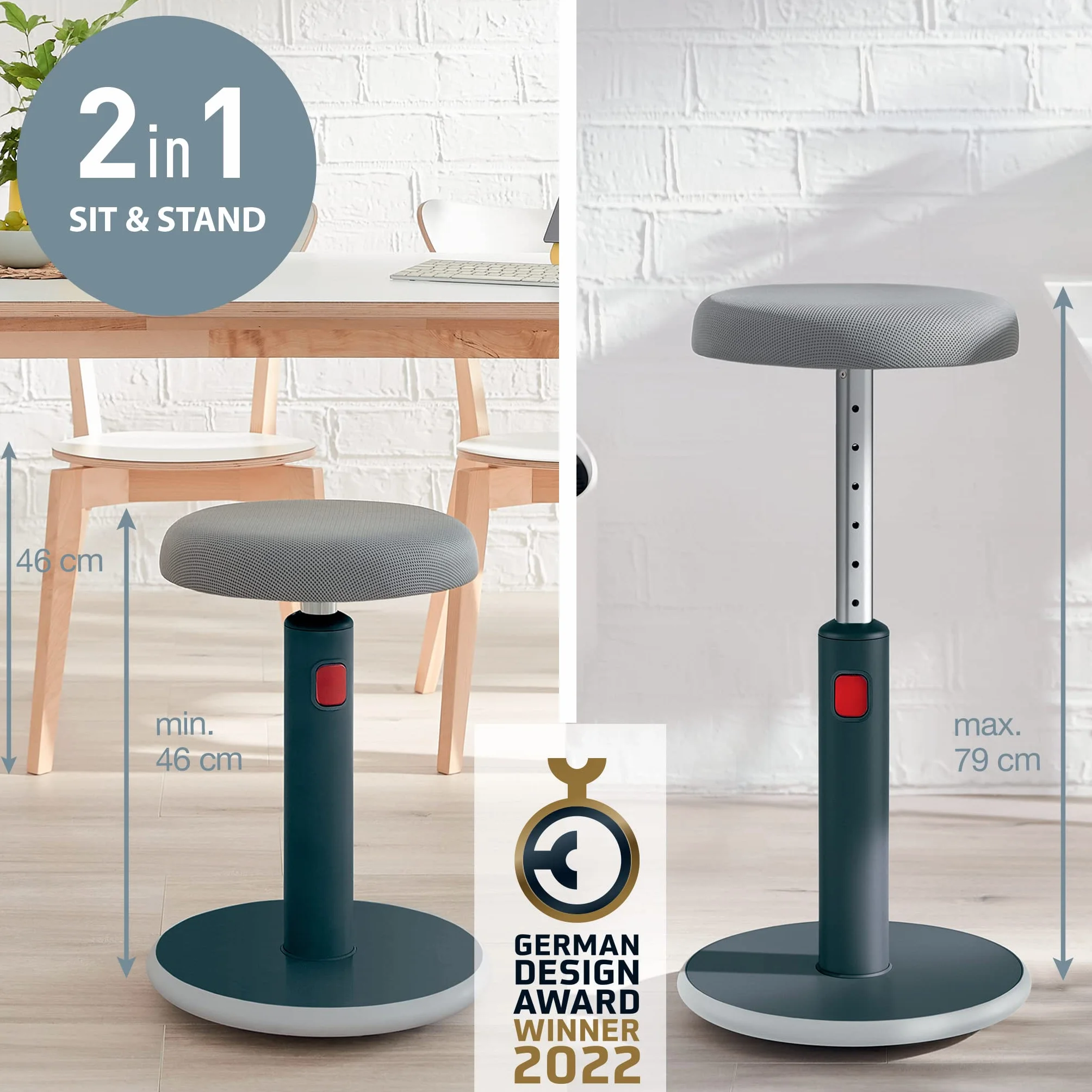 Leitz Ergo Cosy Stołek Szary 46–79 cm
