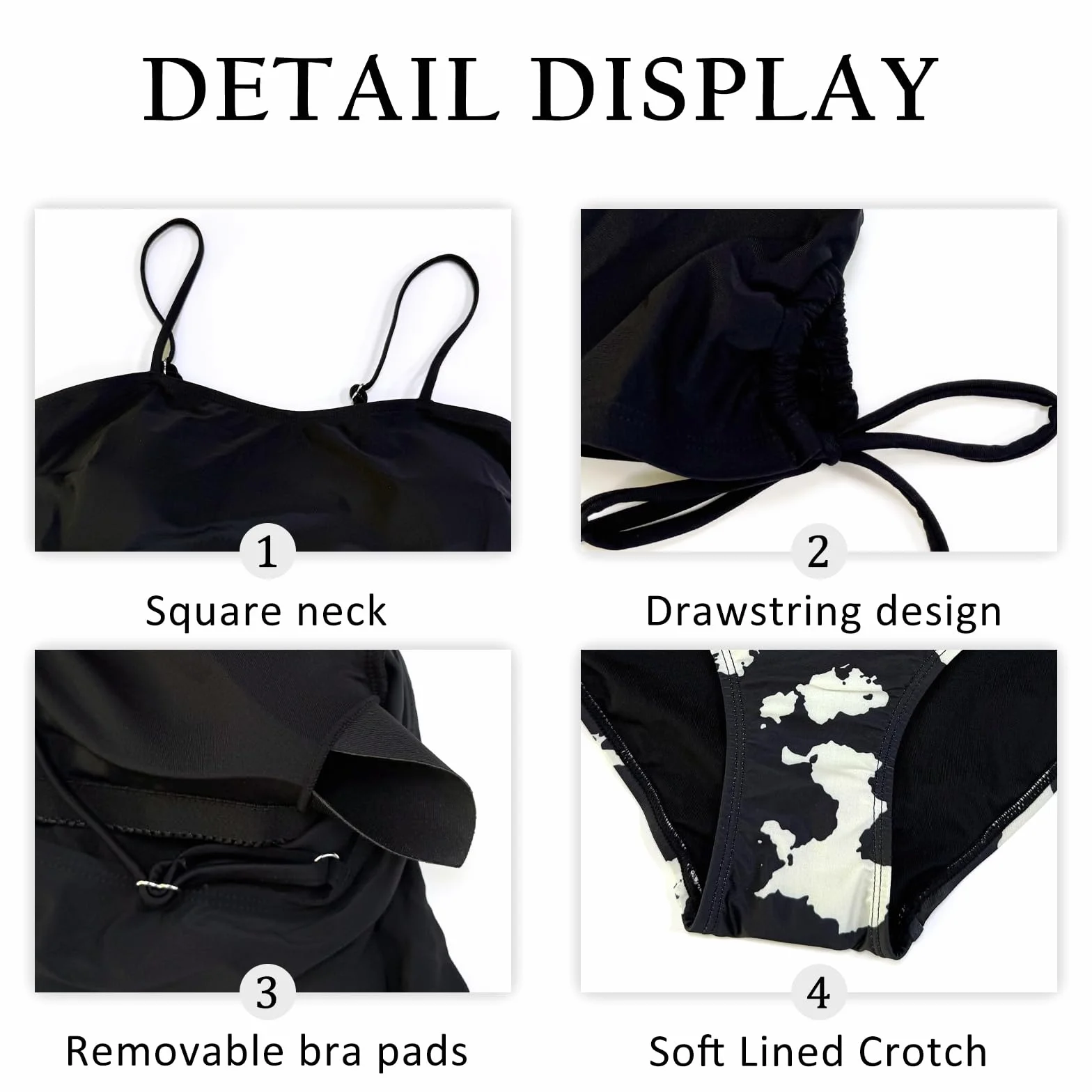 SYKT Damski zestaw tankini ze ściągaczem, wysoki stan, tankini, moda kąpielowa, z nadrukiem, dwuczęściowy strój kąpielowy