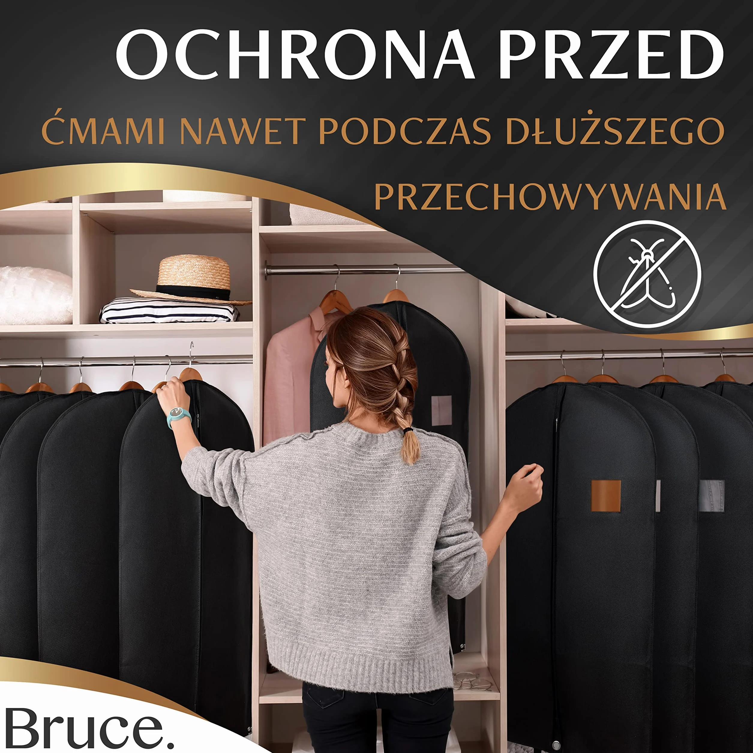 Bruce Premium worek na ubrania 100x60cm pokrowiec na garnitury marynarki sukienki podróżny