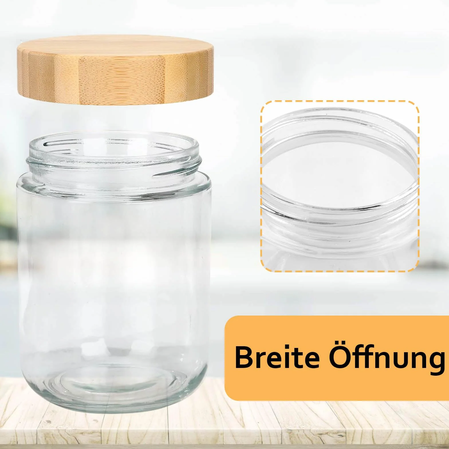 Szklane słoiki Overnight Oatmeal 500 ml 4 szt. z bambusową pokrywką i łyżką ze stali nierdzewnej