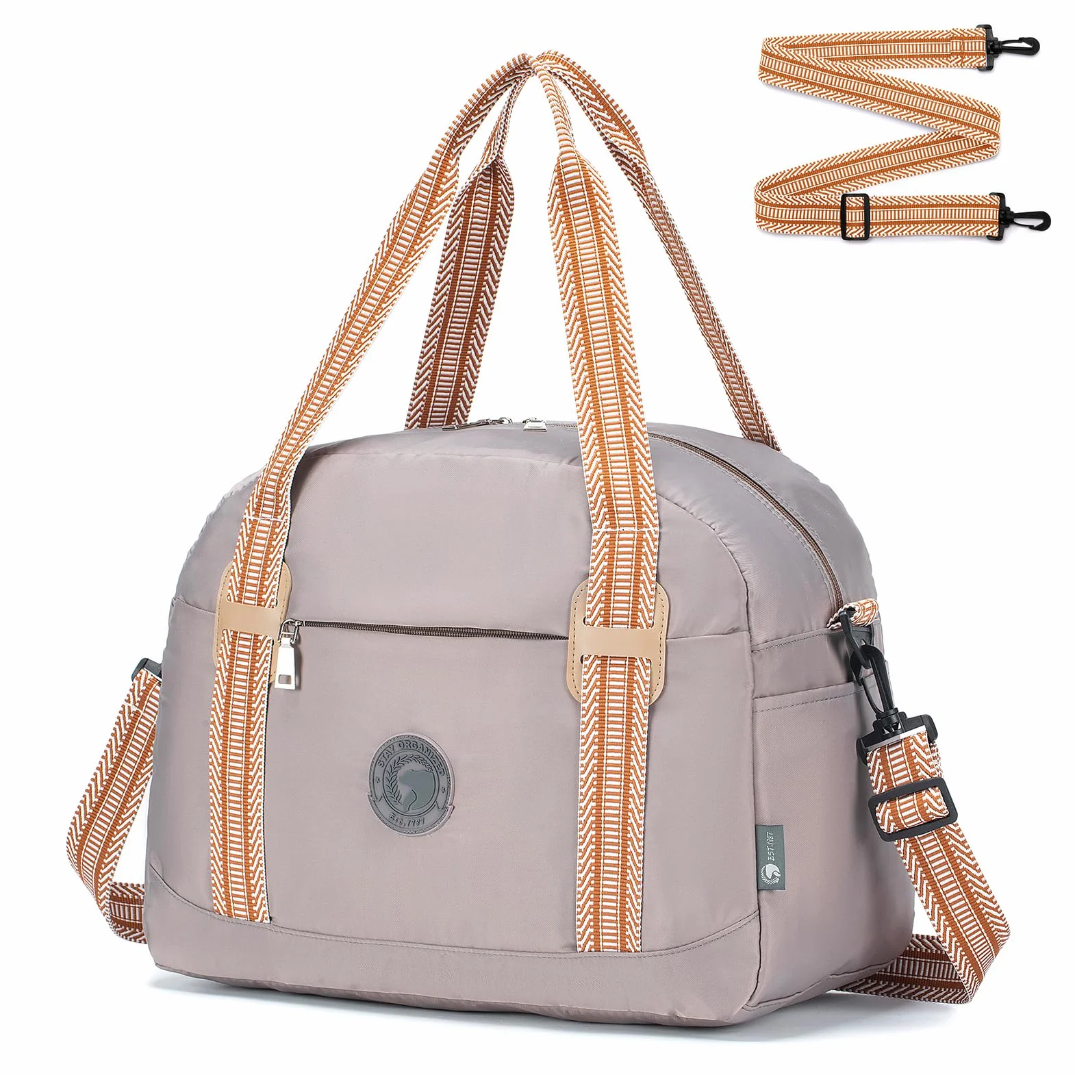 BAGZY 25 L Wizz lufthyttväskor 40 x 30 x 20 under sätet vikbar resa duffelväska nylon resefodral handbagage väska vattentät handbagage flygväskor för helg sport gym kvinnor män, Khaki, Reseduffel
