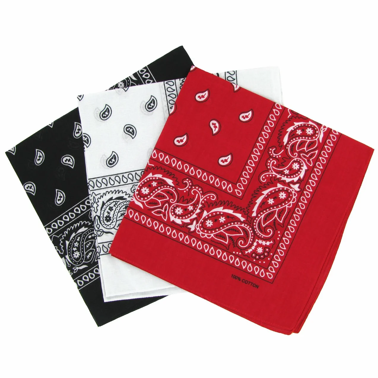 Snner Zestaw 3 bandan Paisley : czerwony, biały, czarny - jeden rozmiar
