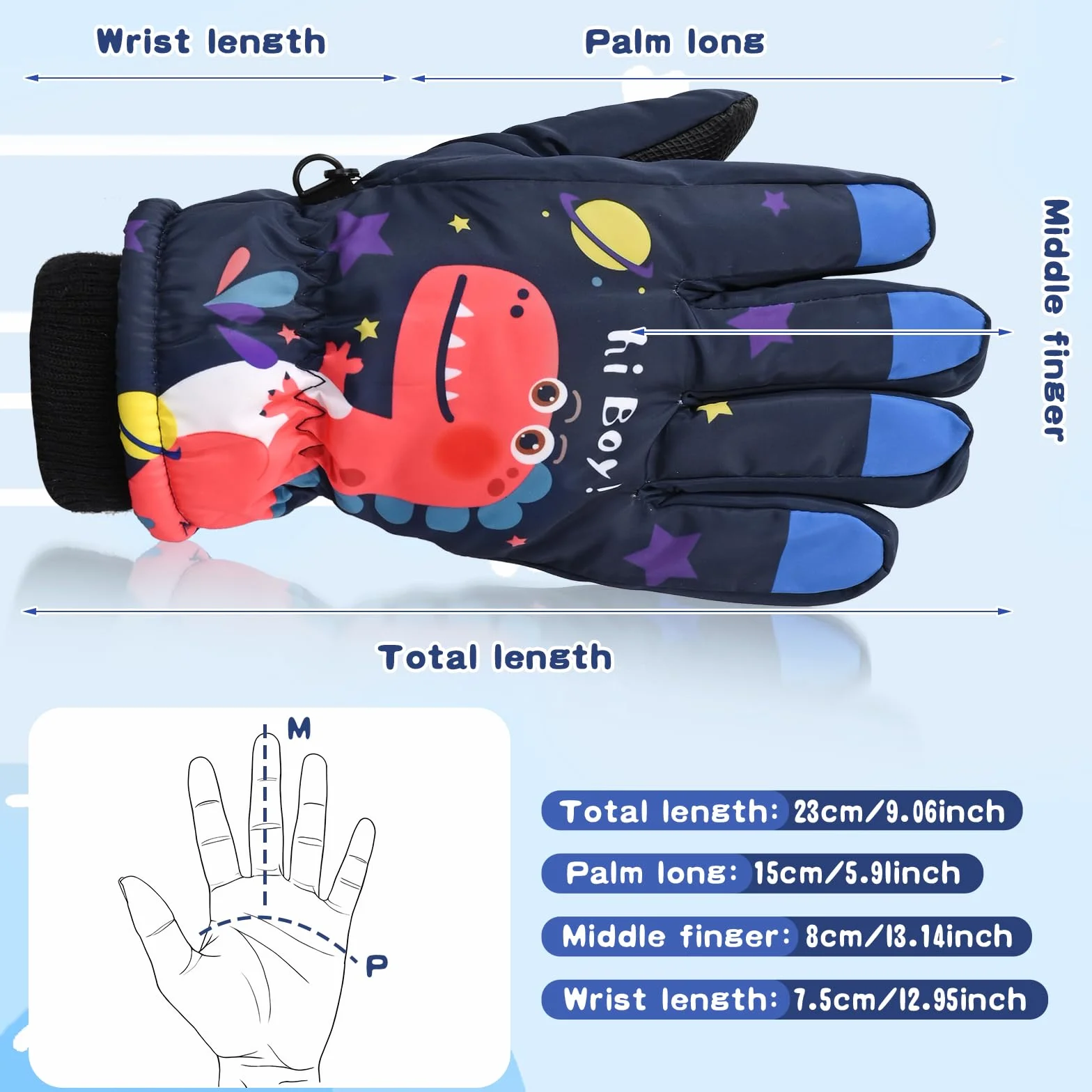 Dziecięce rękawice narciarskie, rękawice narciarskie dla nastolatków zimowe rękawice śnieżne ciepłe rękawiczki snowboardowe rękawice dziecięce 8-14 lat
