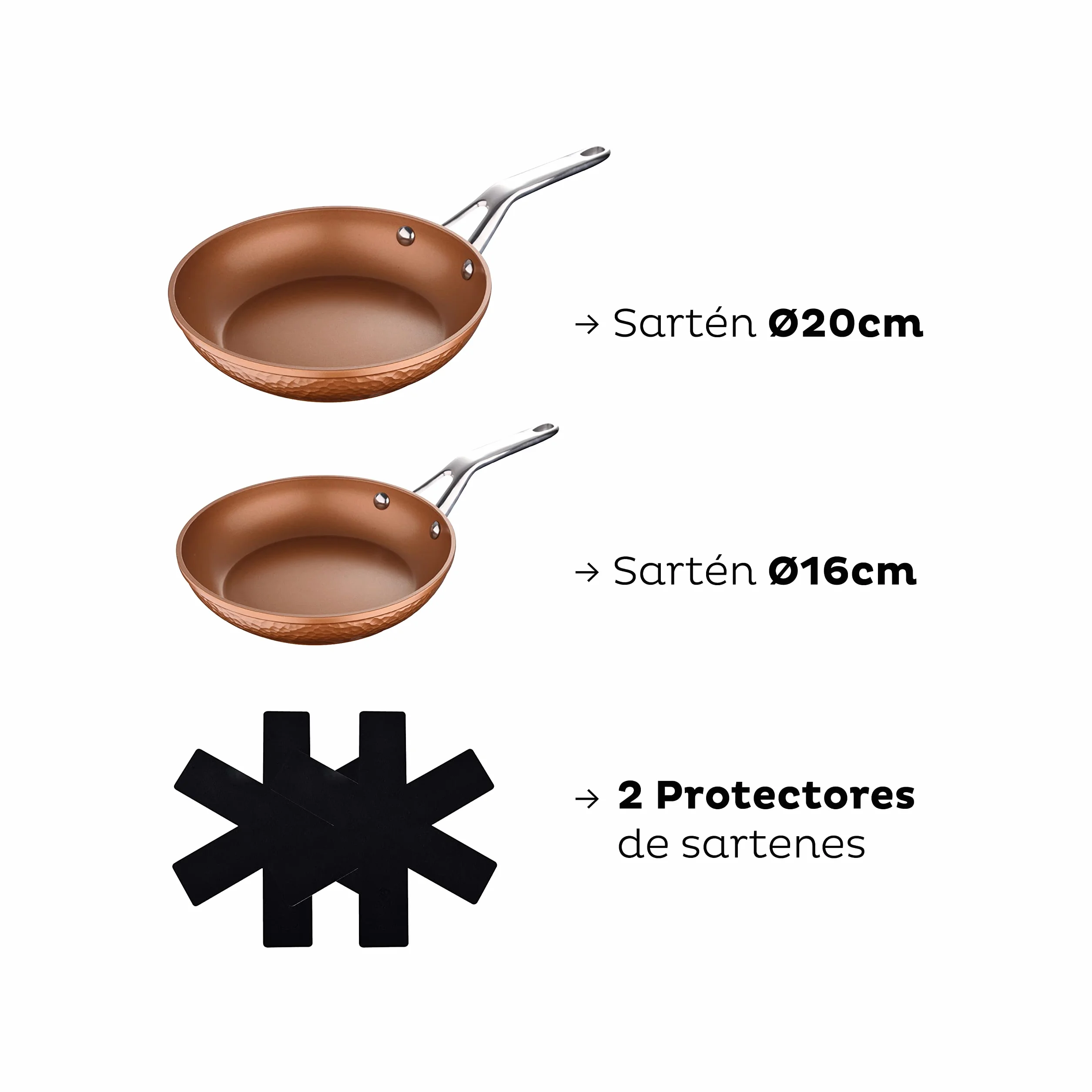 SAN IGNACIO Zestaw patelni nieprzywierających 2-częściowy 16 i 20 cm kute aluminium