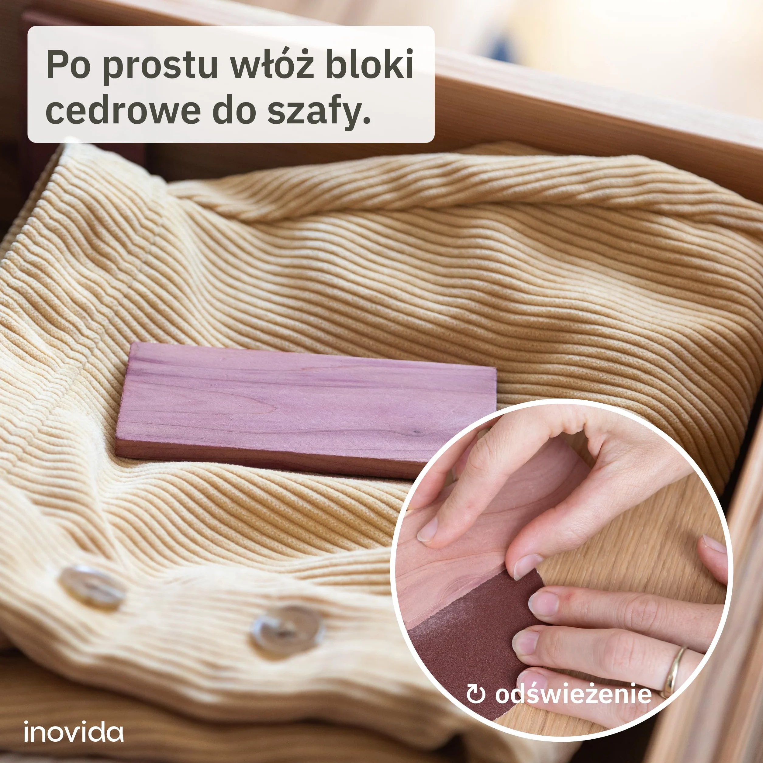 Inovida Ochrona przed molami z drewna cedrowego 16 bloków zapachowych naturalny odświeżacz do szafy