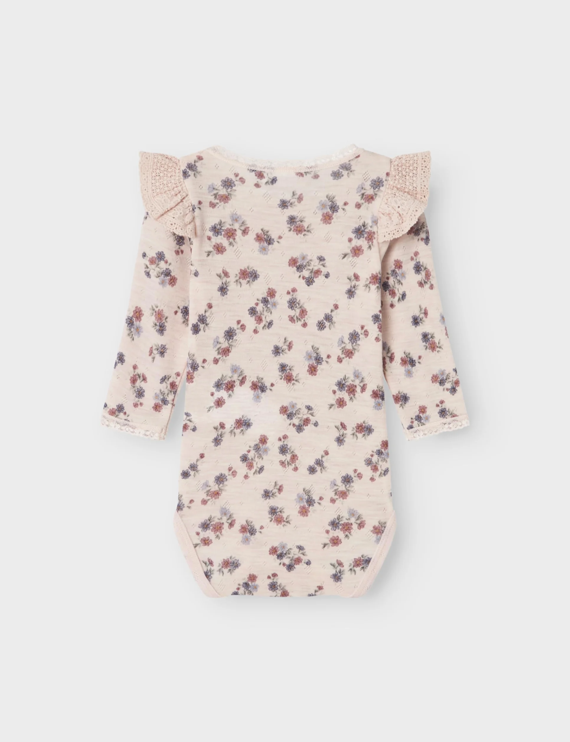 NAME IT Nbfwang Wool Needle Ls Body W/Flounce body z długim rękawem, Rosa, 56 cm
