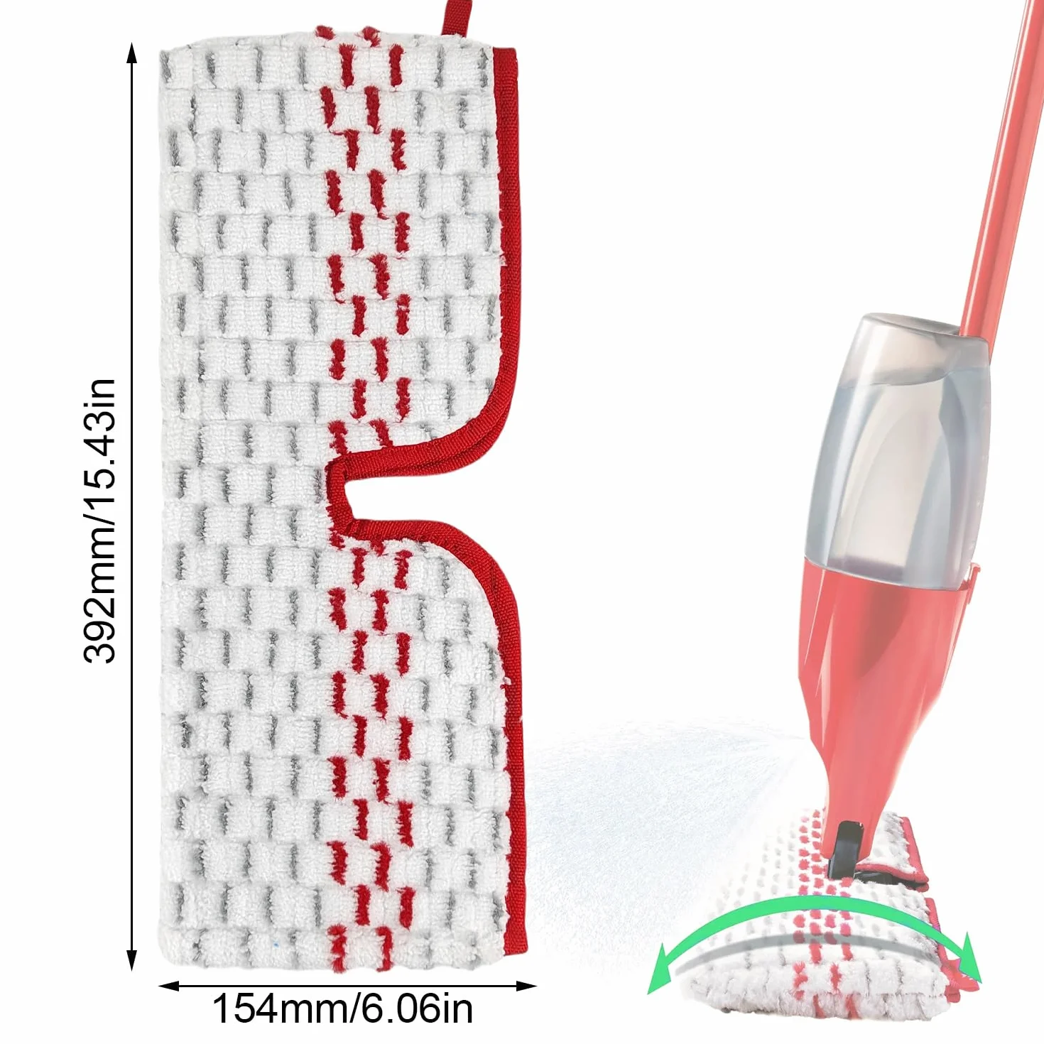 Microfiber Replacement Mop Head 154 x 392 mm Double-Sided Compatible With O-Cedar ProMist MAX Spray 4 Pack