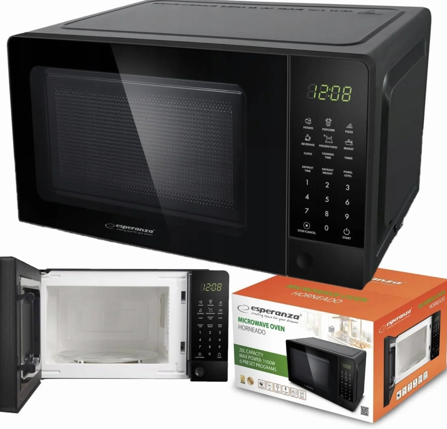 Esperanza EKO009 Kuchenka mikrofalowa 1100 W Czarny