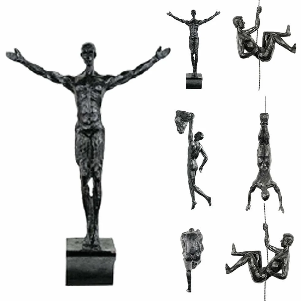 Figurka żywiczna dekoracja ścienna statua rzeźba industrialny wspinaczka człowiek retro prezent