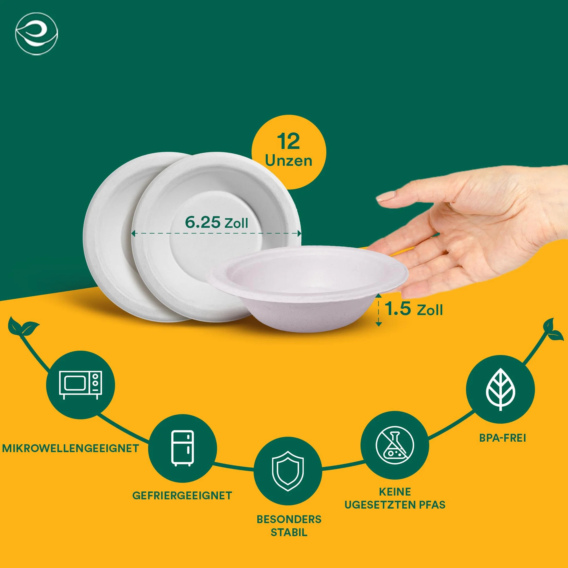 ECO SOUL 100% kompostowalne miski na zupę 12 uncji opakowanie 50 jednorazowe biodegradowalne