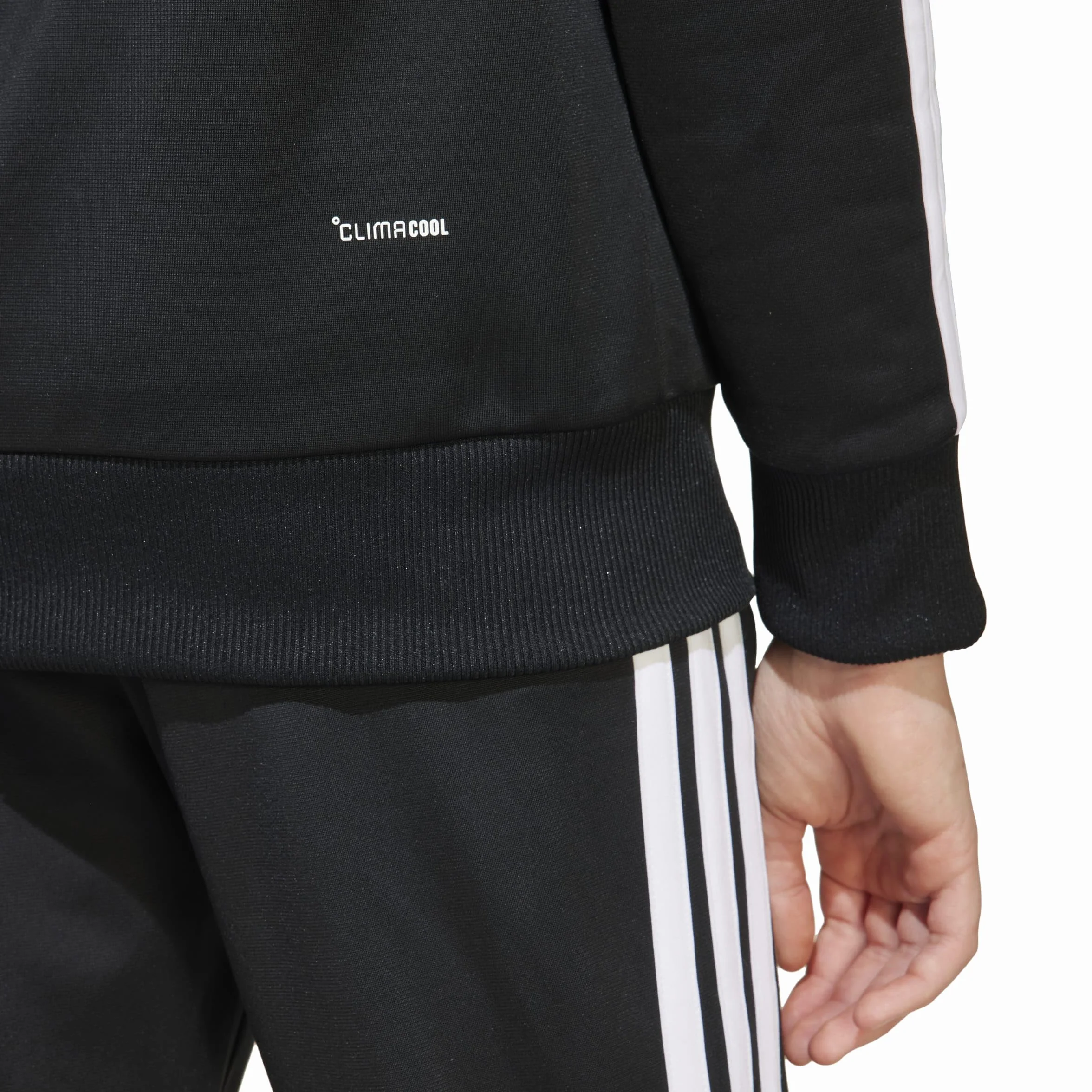 adidas Uniseks - dzieci Seasonal Essentials Tiberio 3 Stripes Tricot Track Suit, Black/White/Grey Two, 9-10 Years