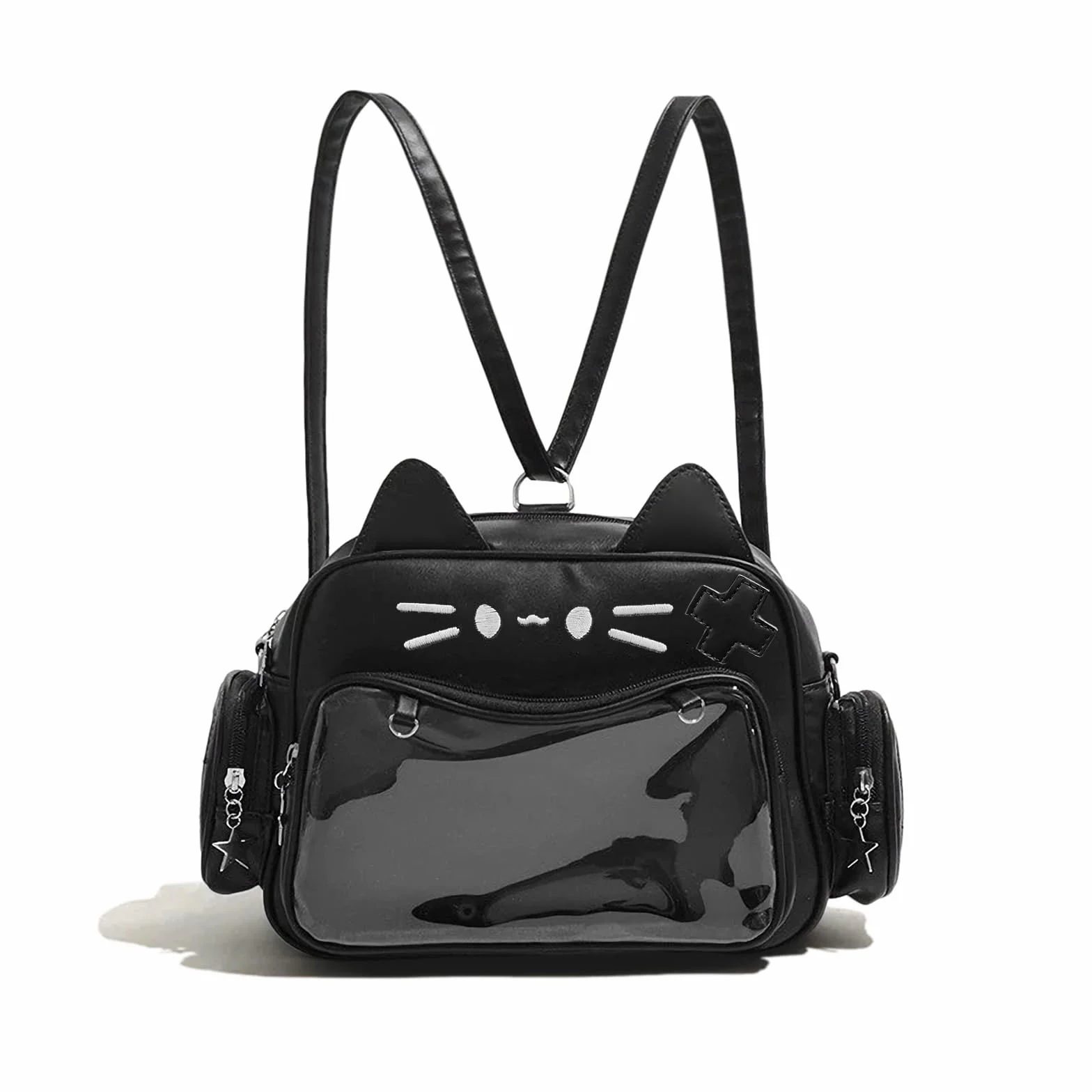 Kawaii Ita Bag plecak z paskiem na ramię w kształcie kota, wielofunkcyjny stojak na przypinki z wkładką