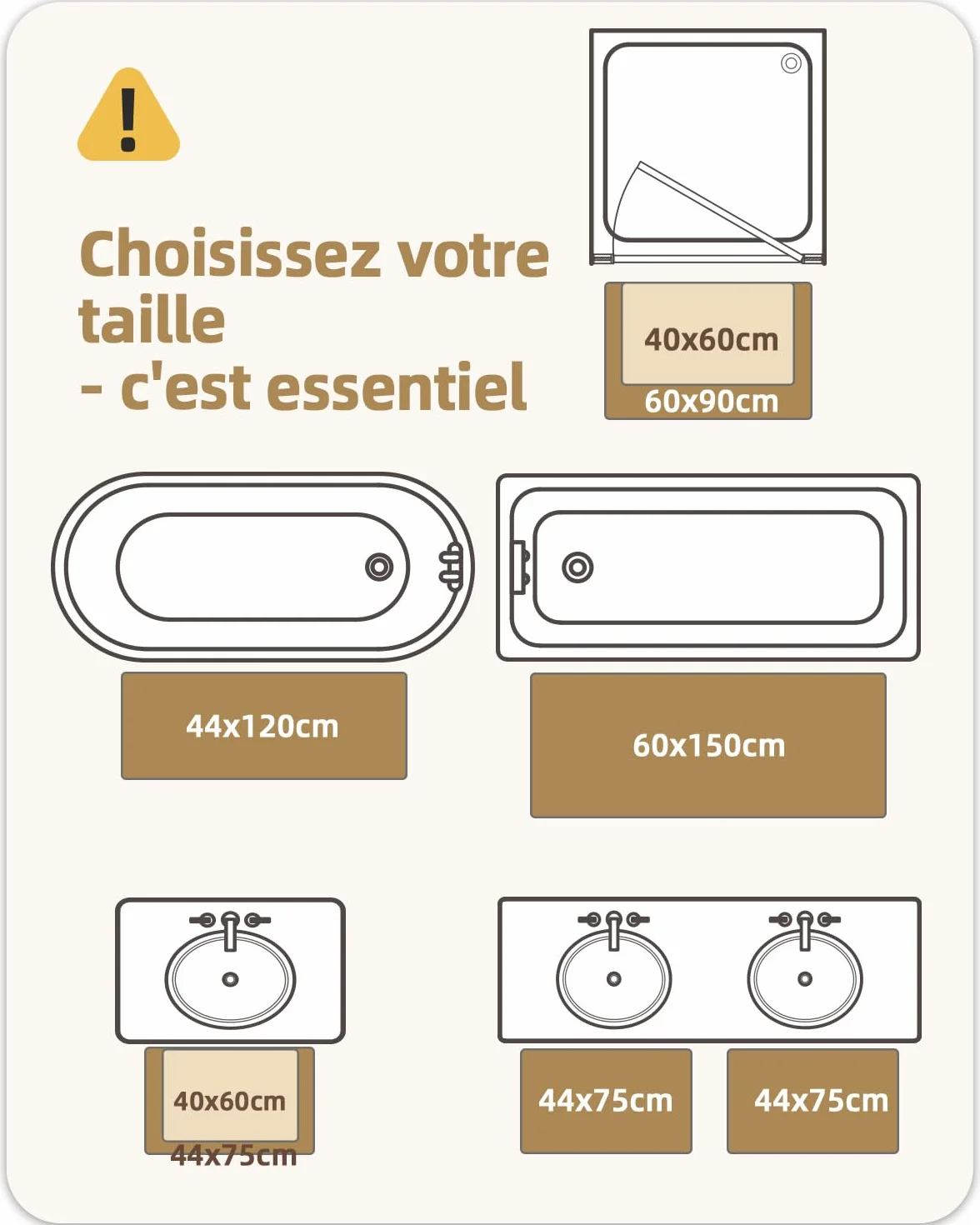 COLOR&GEOMETRY Długi, antypoślizgowy, nadaje się do prania, dywanik łazienkowy, chłonny, szenilowy, szybkoschnący, dywanik łazienkowy, łazienki, prysznica i wanny (Biały, 40 x 60 cm)