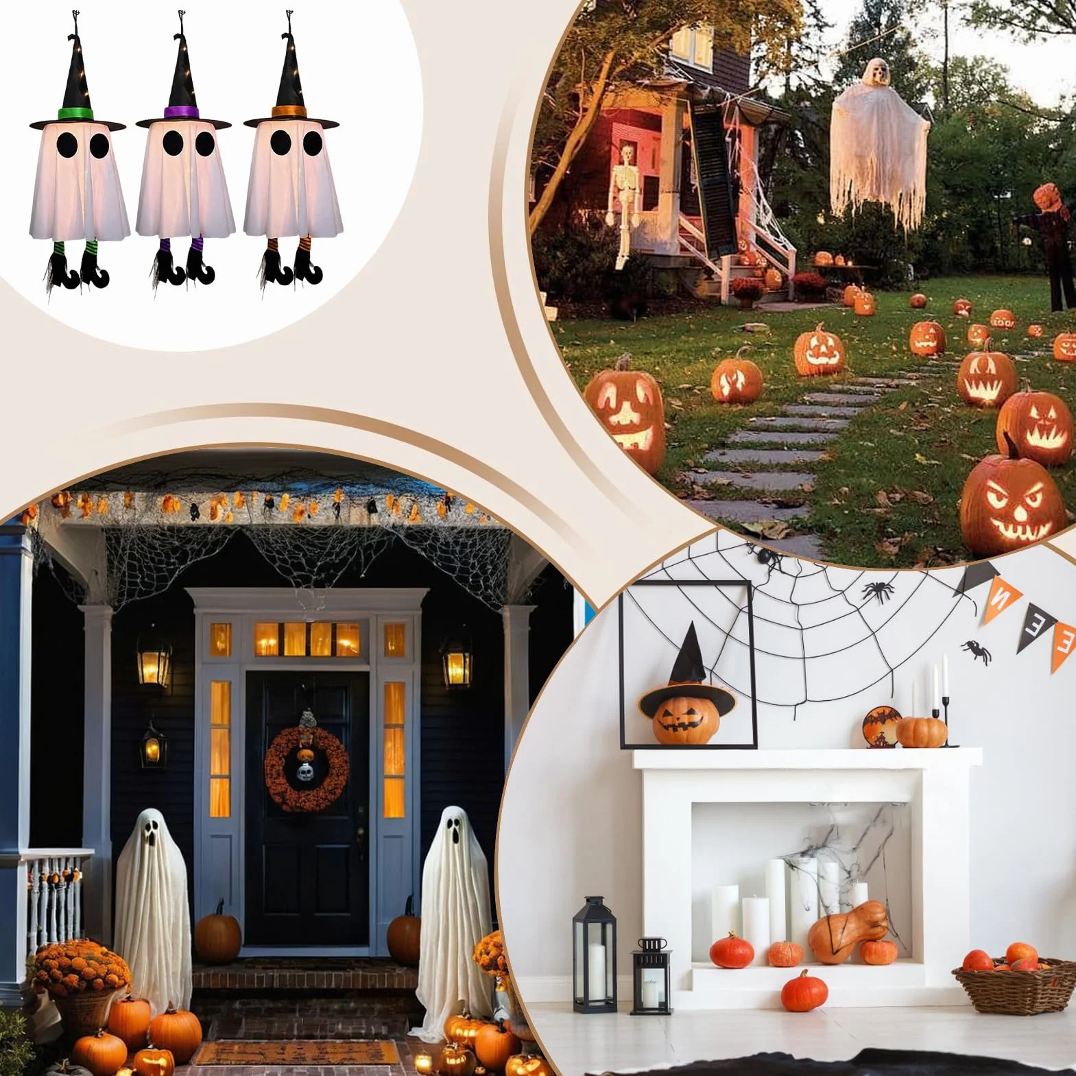 Halloween Decorations 3 Piece LED Haunted Figures Ghost Set Outdoor Garden