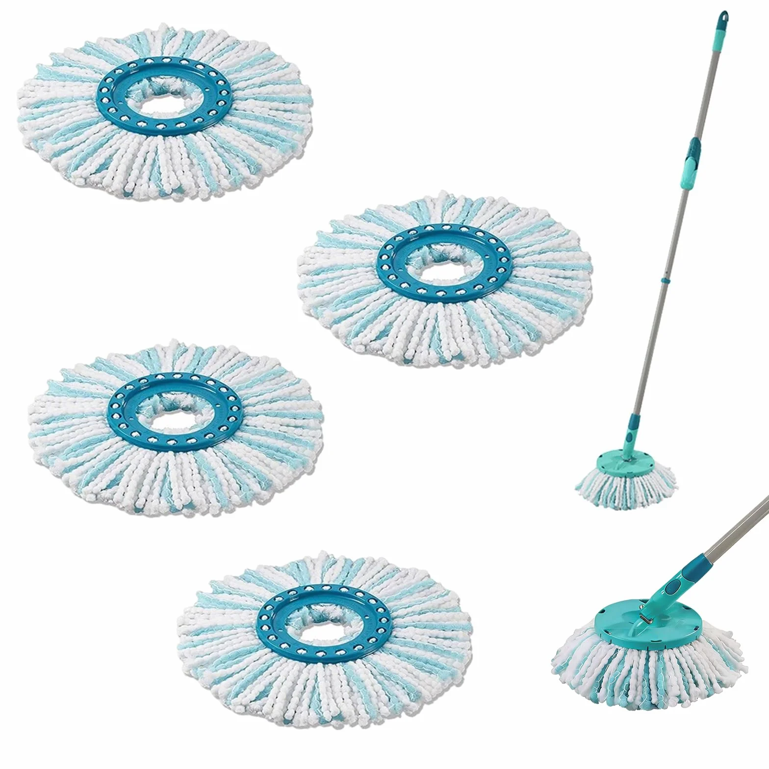 4 Sztuki Wymiennych Głowic, Kompatybilny z Leifheit Clean Twist Disc Mop, Materiał z Mikrofibry, Do Wszystkich Typów Podłóg, Skuteczne Usuwanie Brudu, Idealne do Firmy, Domu, Szkoły
