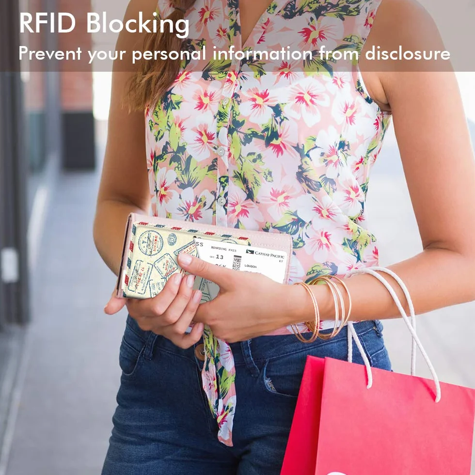 FINTIE Etui na paszport/kartę szczepień - Ultra cienkie, premium etui ze sztucznej skóry, etui na paszport, etui na dokumenty z blokadą RFID,, 14*10.5*1 cm