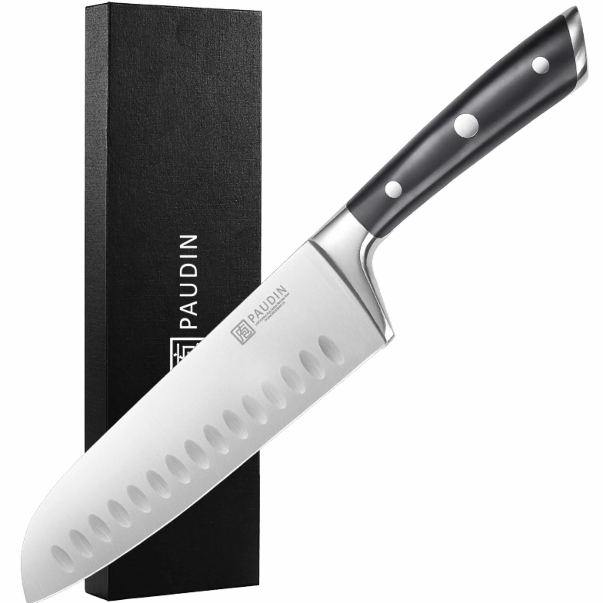 PAUDIN Santoku japoński nóż 17 cm z niemieckiej stali wysokowęglowej