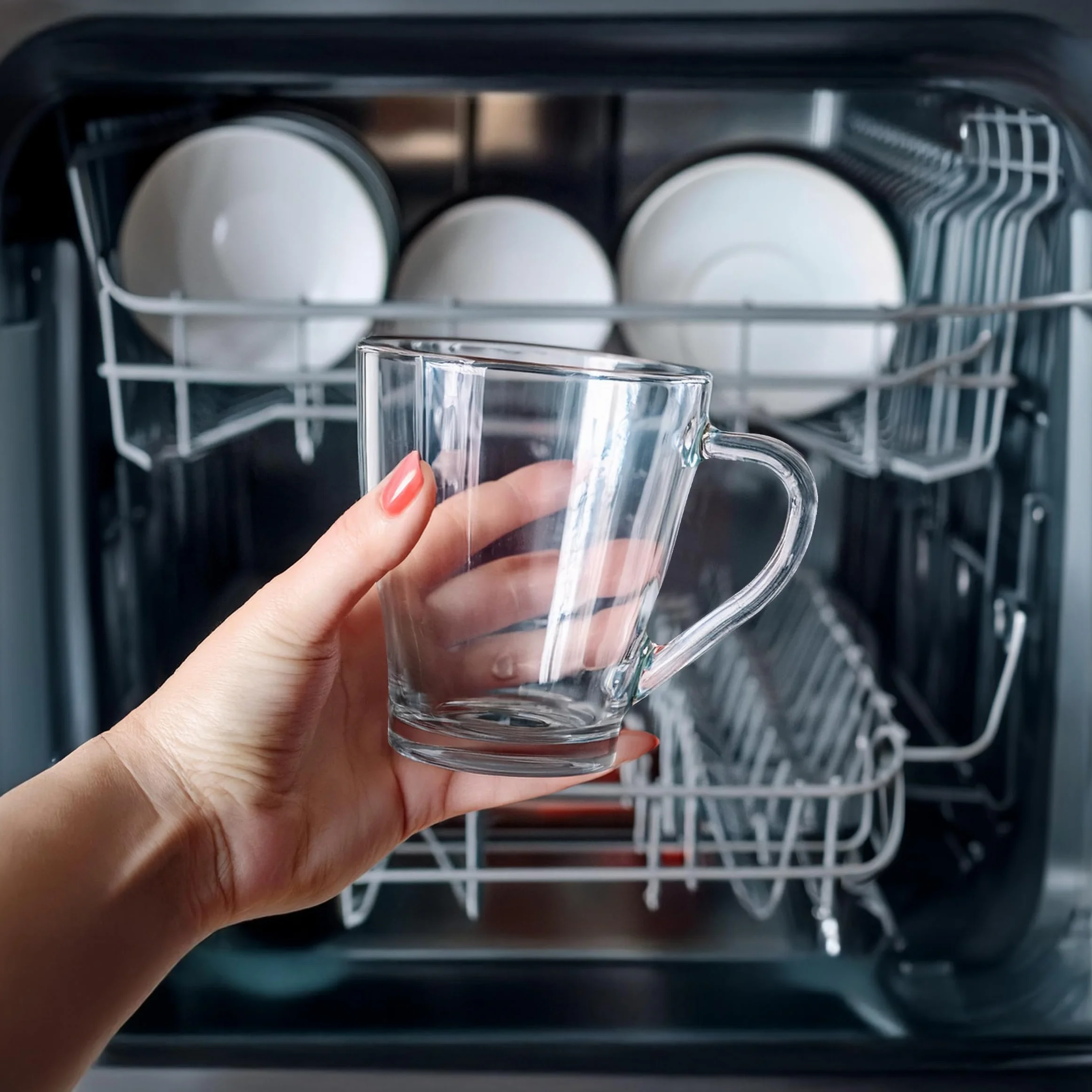Glasmark KROSNO, 280ml, Zestaw 6 szt., Szklane kubki, szklanki z uchwytem, szklanka do herbaty, kubek, filiżanka do kawy, szklany kubek z uchem, klasyczny i uniwersalny styl