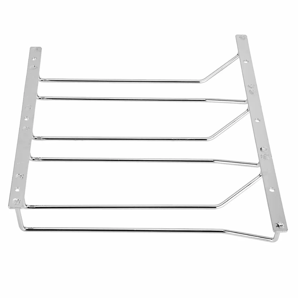 Chrome Wine Glass Rack Under Cabinet Hanging Stemware Holder 27cm 3 Rows