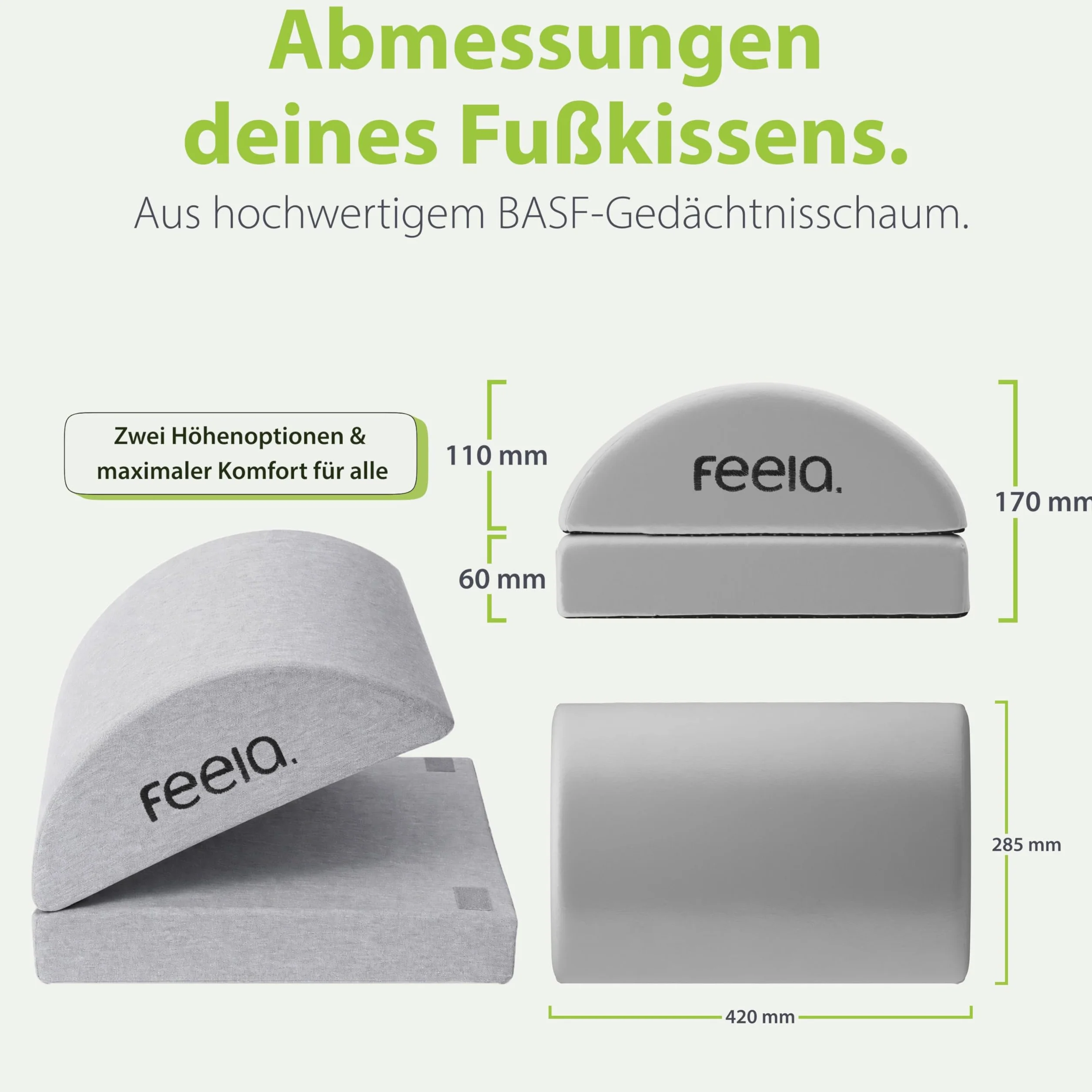 feela. Podnóżek na biurko, ergonomiczny podnóżek z rdzeniem z pianki premium i zintegrowaną torbą termiczną, antypoślizgowy podnóżek i podnóżek do biura i domowego biura (srebrny)