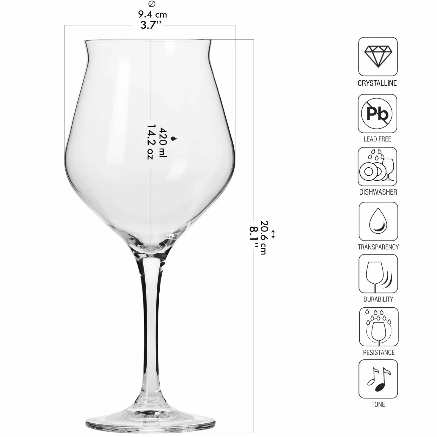 KROSNO Zestaw 6 Szklanek do Degustacji Piwa 420 Ml 500 Ml Kolekcja Brewery