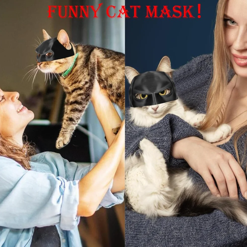 Aomig Maska kociego nietoperza, czapka cosplay, kot Batman, maska nietoperza kota na Halloween, Halloween, czarna maska dla kotów, uroczy kot, akcesoria do przebrania dla kota, kociąt