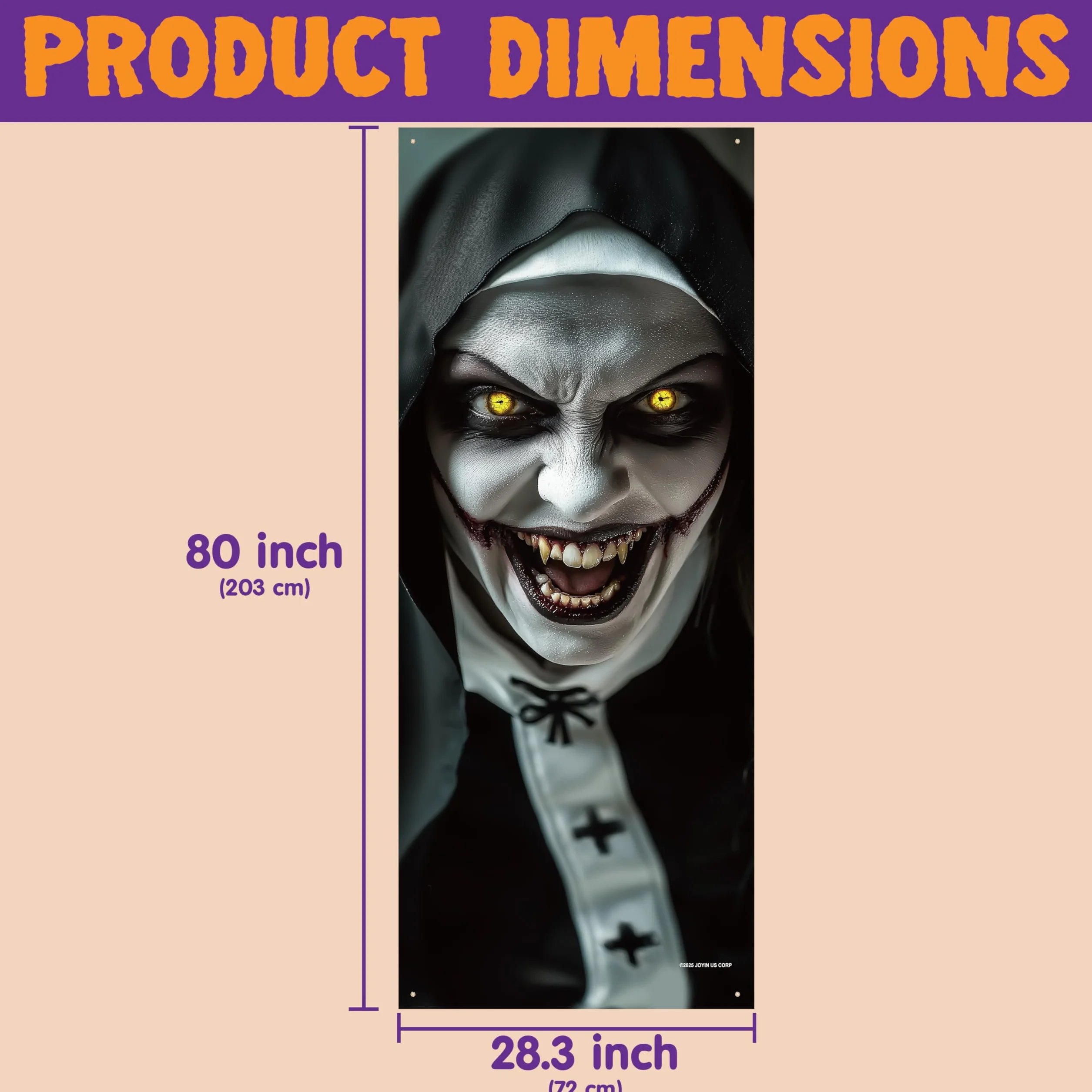 JOYIN Naklejka na drzwi zakonnicy 3D Halloween 200 x 61 cm straszny duch dekoracja tapeta