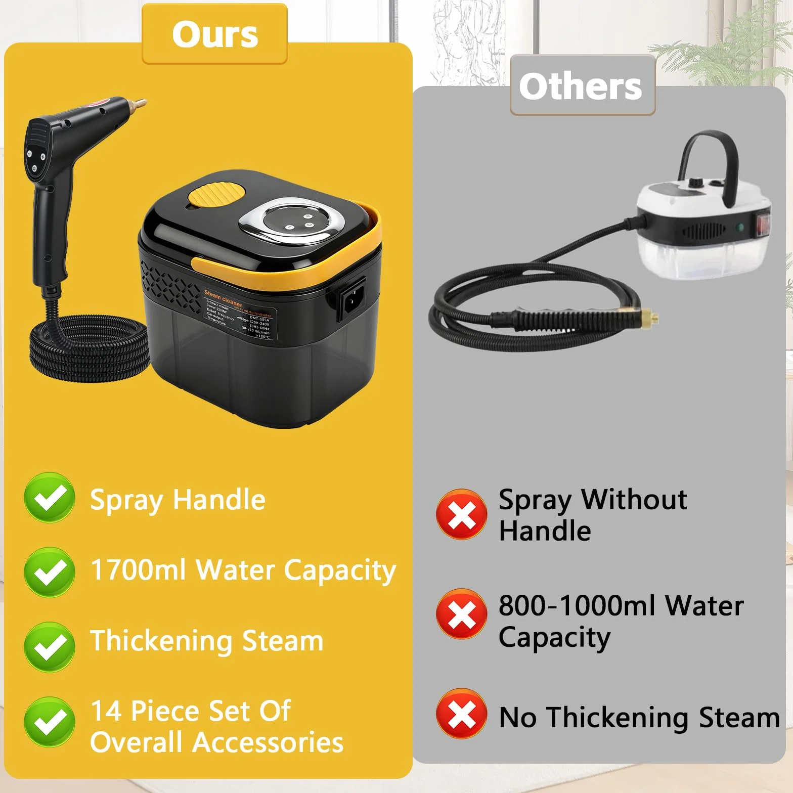 Myjka parowa 2500 W 1,7 l 14 akcesoriów 6 trybów regulacji