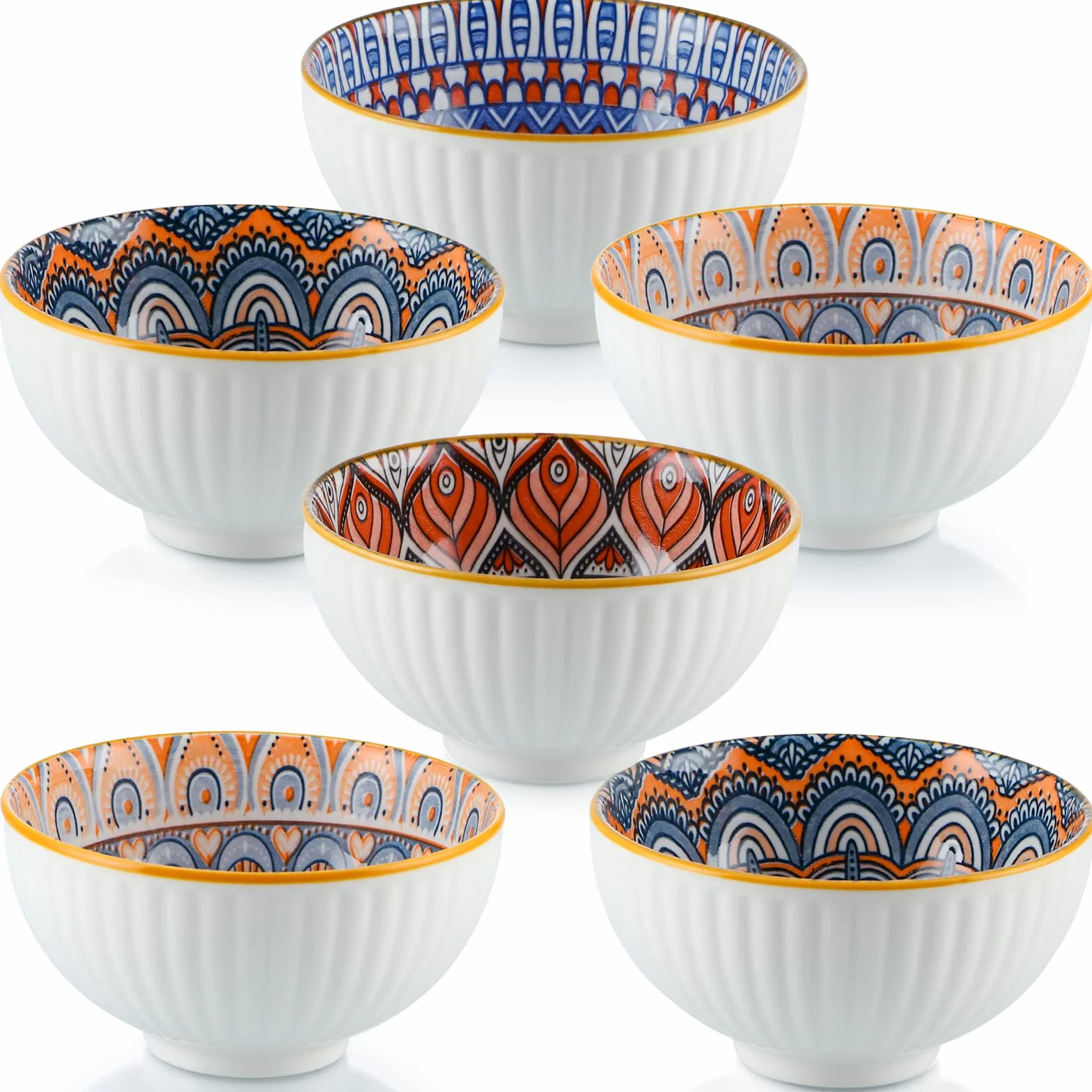 Skelang 6-częściowy zestaw porcelanowych misek 300 ml boho geometryczny wzór