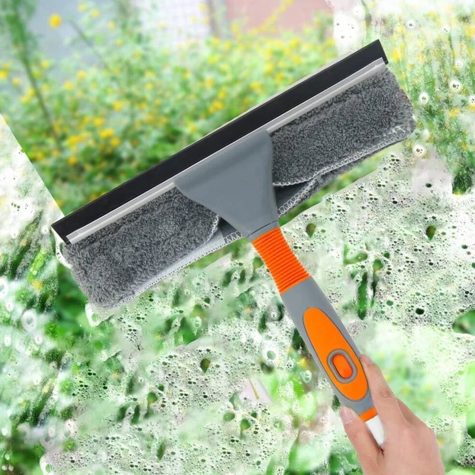 Teleskopowa myjka do okien z opryskiwaczem – czyszczenie szkła bez smug, drążek wysuwany do 165 cm, z mikrofibry, do wysokich okien i szyb zewnętrznych | WINDCLEAN