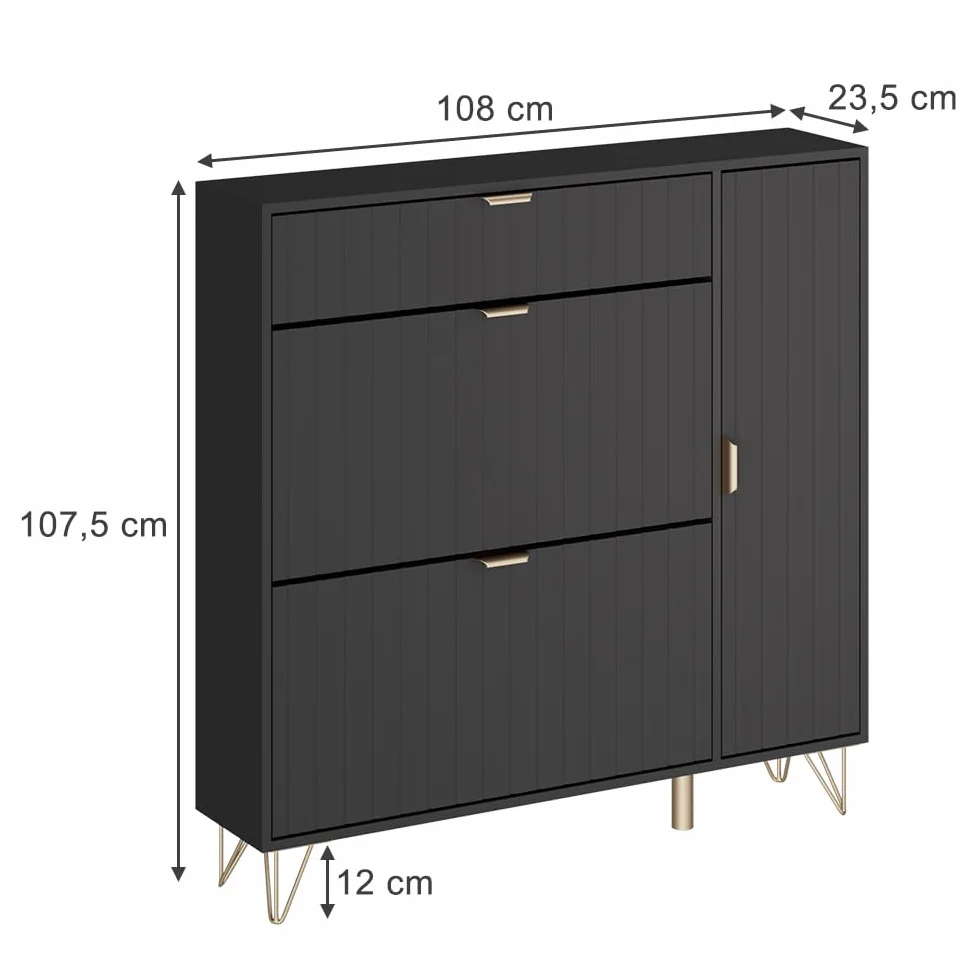 Vicco Szafka na buty Helge Czarny 108 x 107.5 cm