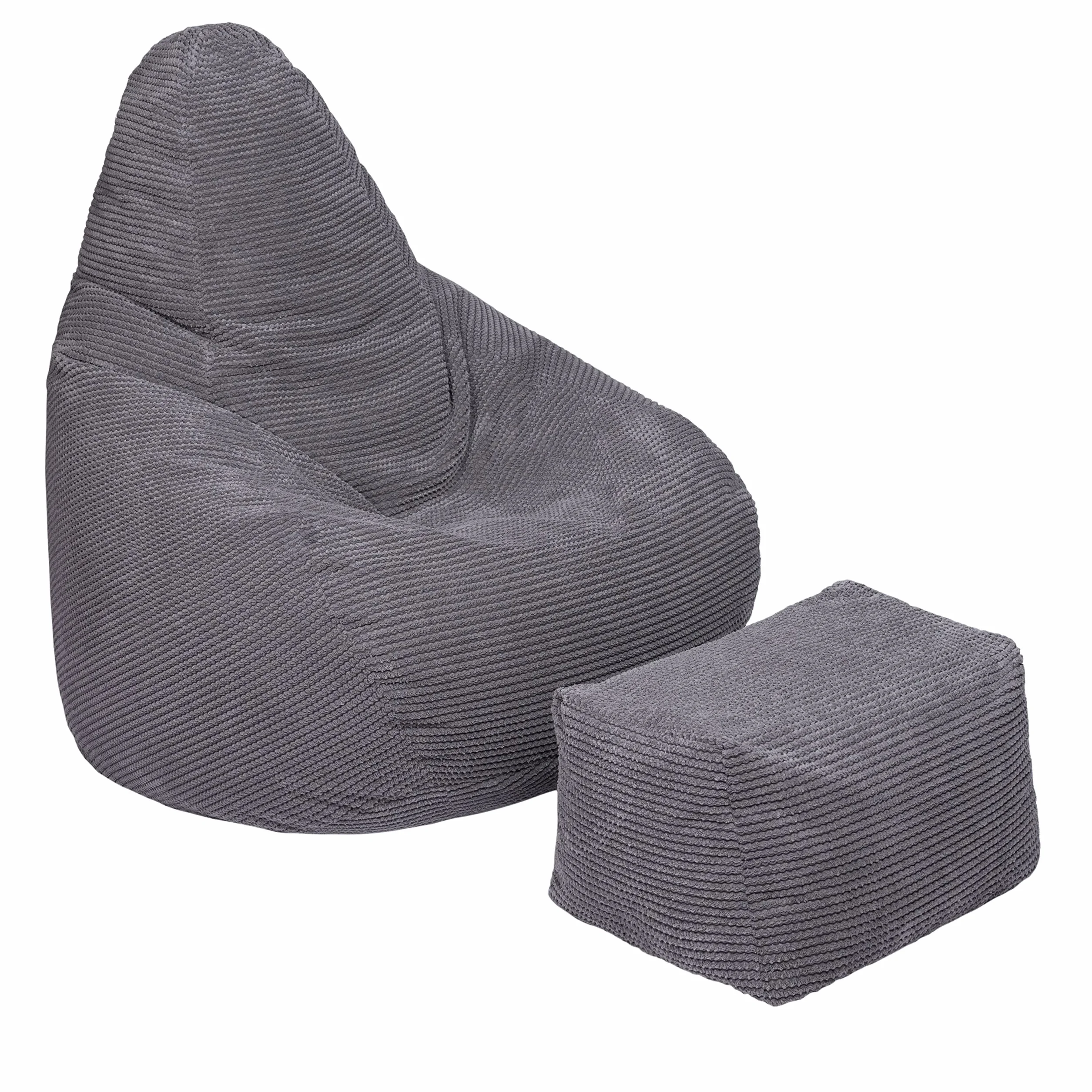 Loft 25 Krzesło do siedzenia z wysokim oparciem dla dorosłych, tkanina sztruksowa, do wewnątrz, do salonu, gamingowa, wewnętrzna wkładka, ergonomiczna konstrukcja dla wsparcia ciała (worek do