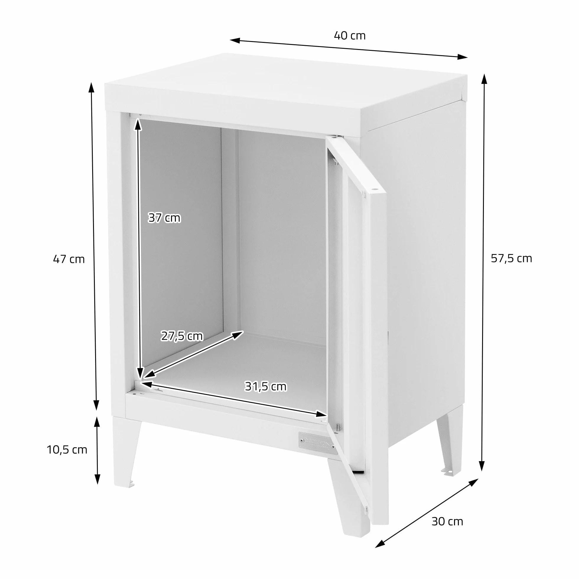 ML-Design uniwersalna szafka metalowa biała 40x30x57,5 cm stalowa z drzwiami kompaktowa