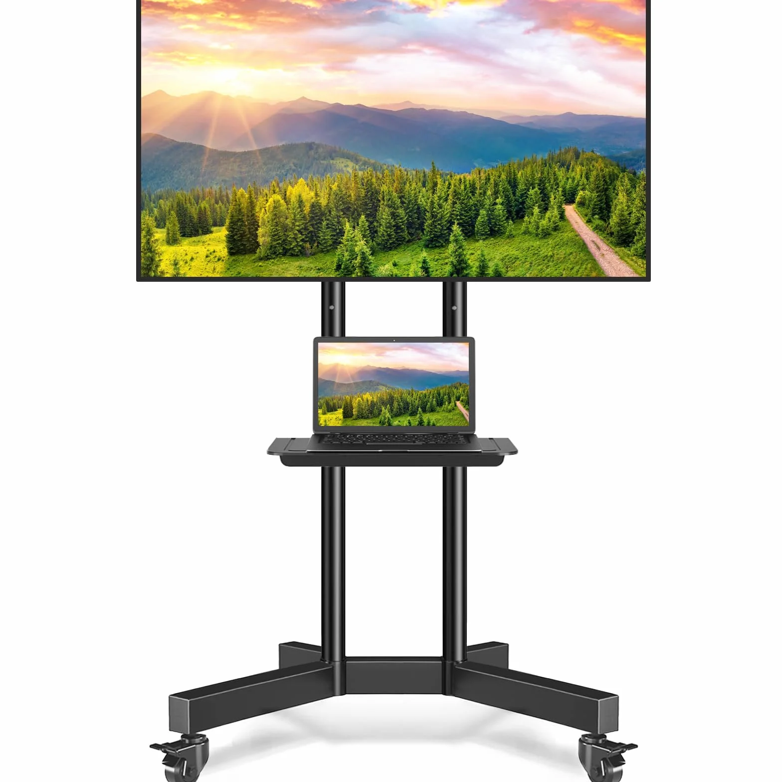 RFIVER Mobile TV Stand na kółkach do 32-75 cali, VESA 600x400mm, MAX 50kg, regulowana wysokość
