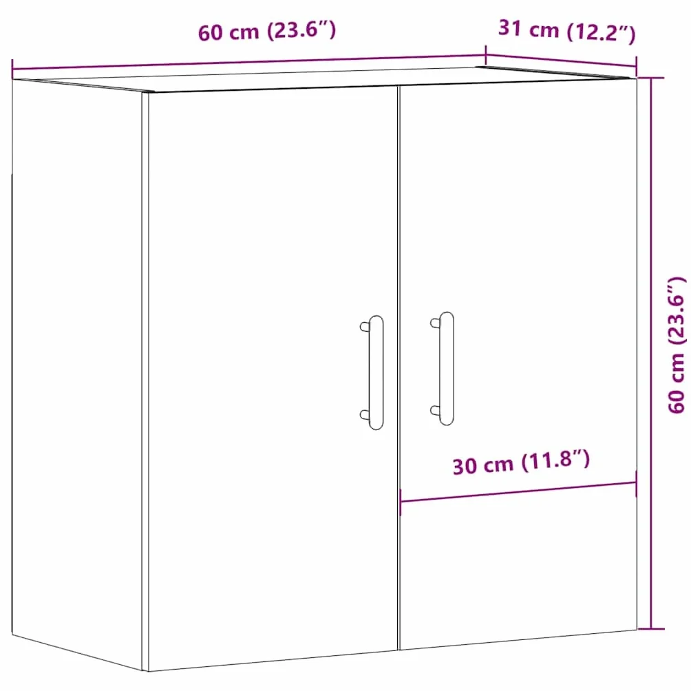vidaXL Szafka wisząca, stare drewno, 60x31x60 cm, szafka do sypialni, szafka kuchenna wisząca, szafka wiszaca, szafka do salonu