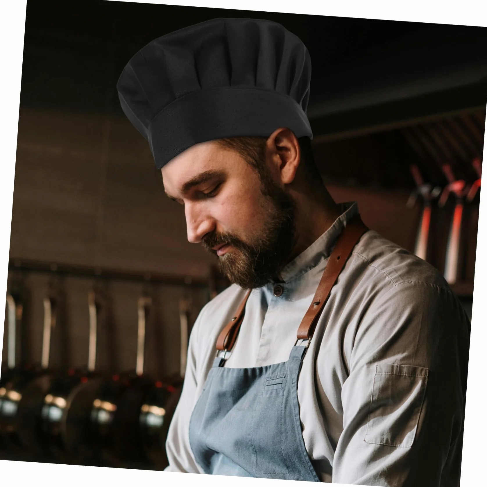 COLLBATH 2pcs Chef Hat Cook Cape Unisex Chef Hats Kitchen Kotelowa Czapka Oddychana Czaszki Czapki Czapki Kuchenne Czapki Cateringowe Dla Mężczyzn Kobiety Czarne