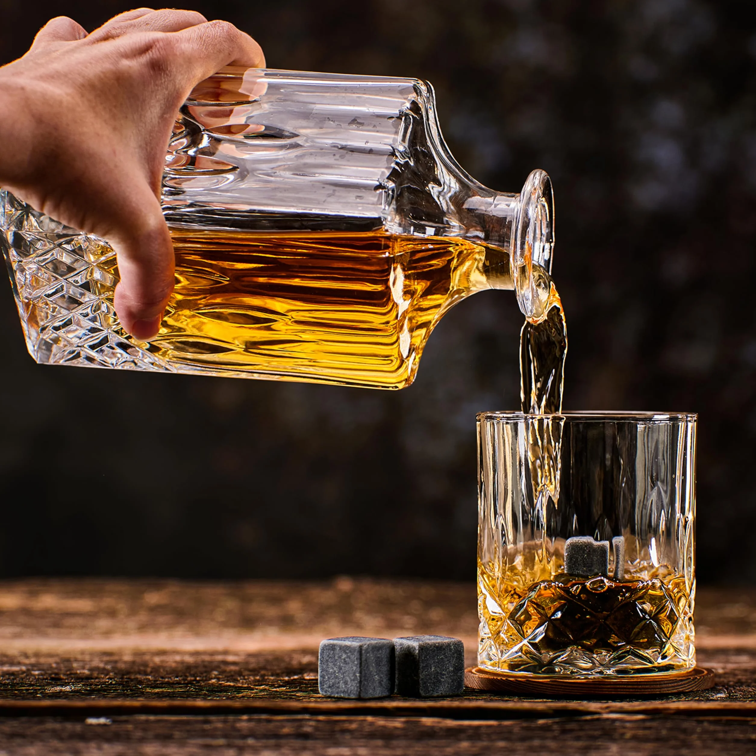 WHISISKEY Zestaw Szklanki do Whisky 310ML 8 Kamieni Akcesoria