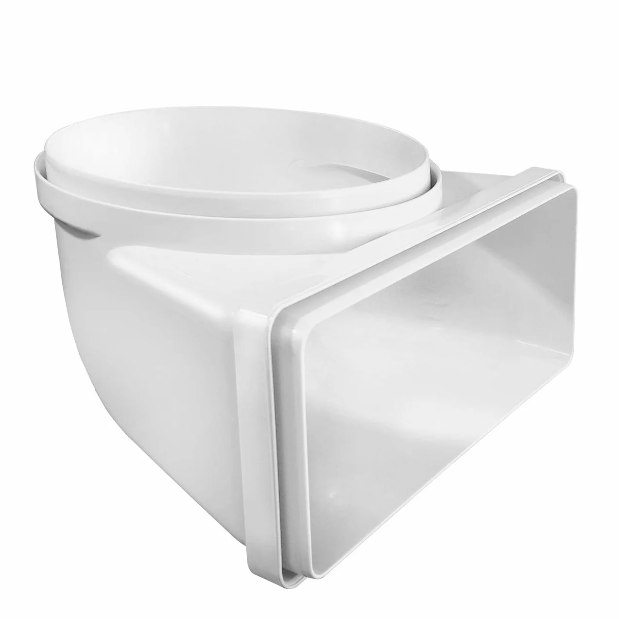 La Ventiation CGV229B pionowa krzywa rury okrągłej Ø 150 mm do prostokątnej 220 x 90 mm z tworzywa ABS kolor biały