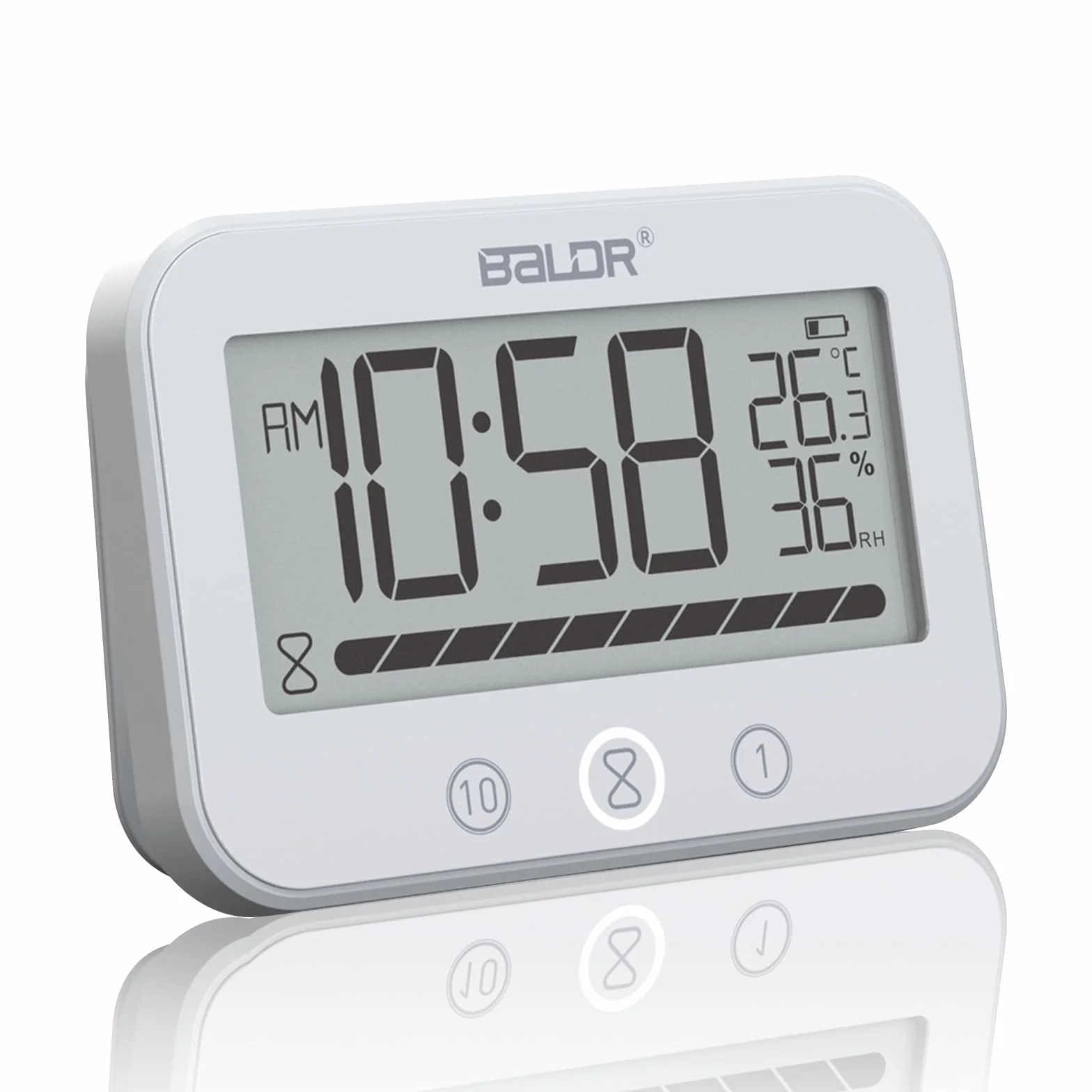 Cyfrowy zegar łazienkowy IP54 z temperaturą i wilgotnością, 99-minutowy timer LCD z alarmem