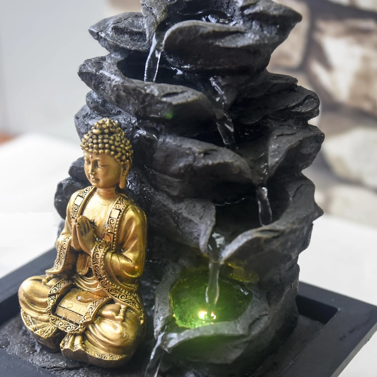 Zen'Light Shira fontanna pokojowa z pompą i oświetleniem LED, żywica syntetyczna, rozmiar uniwersalny