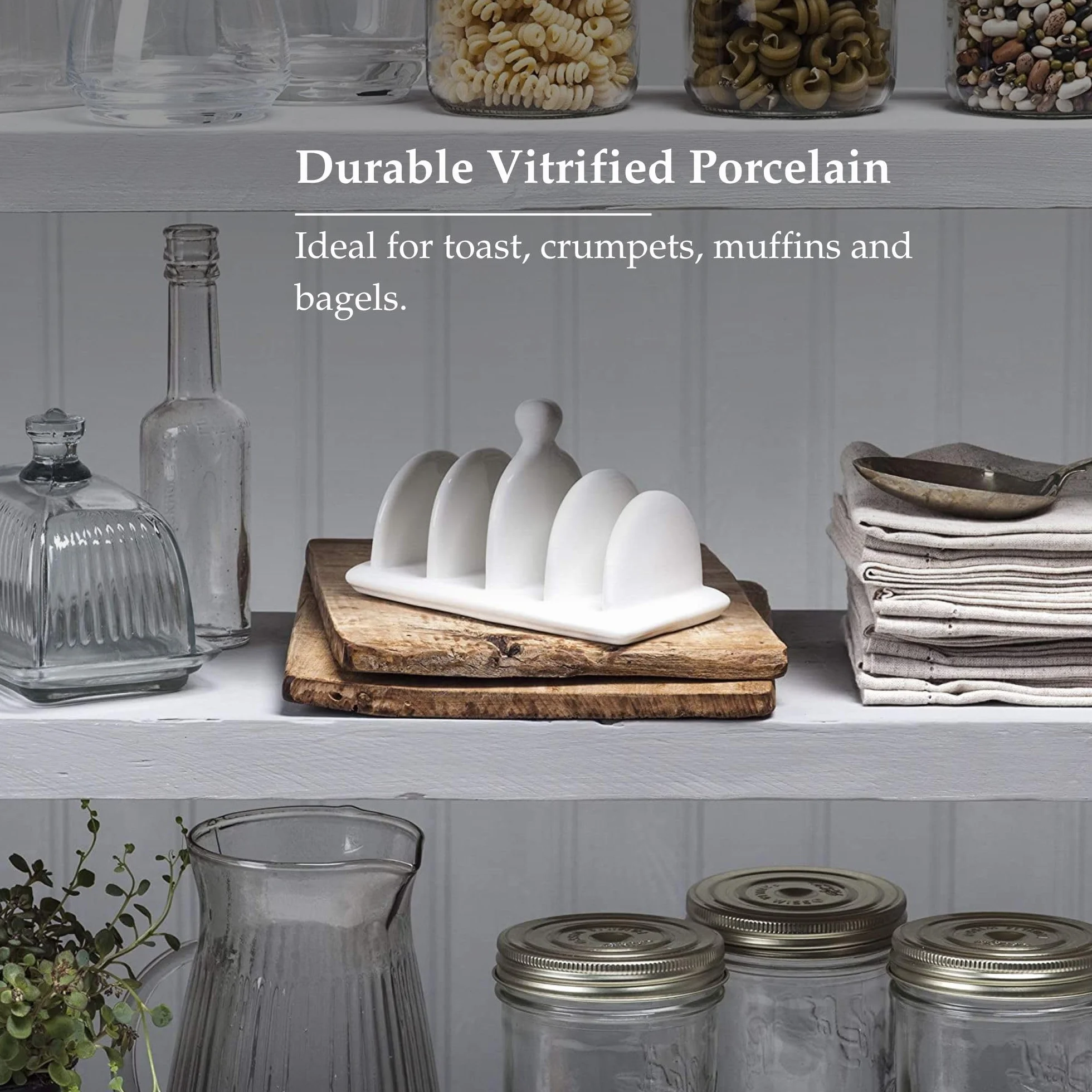 WM Bartleet & Sons 1750 T304 tradycyjny stojak na tosty z porcelany 4 otwory biały