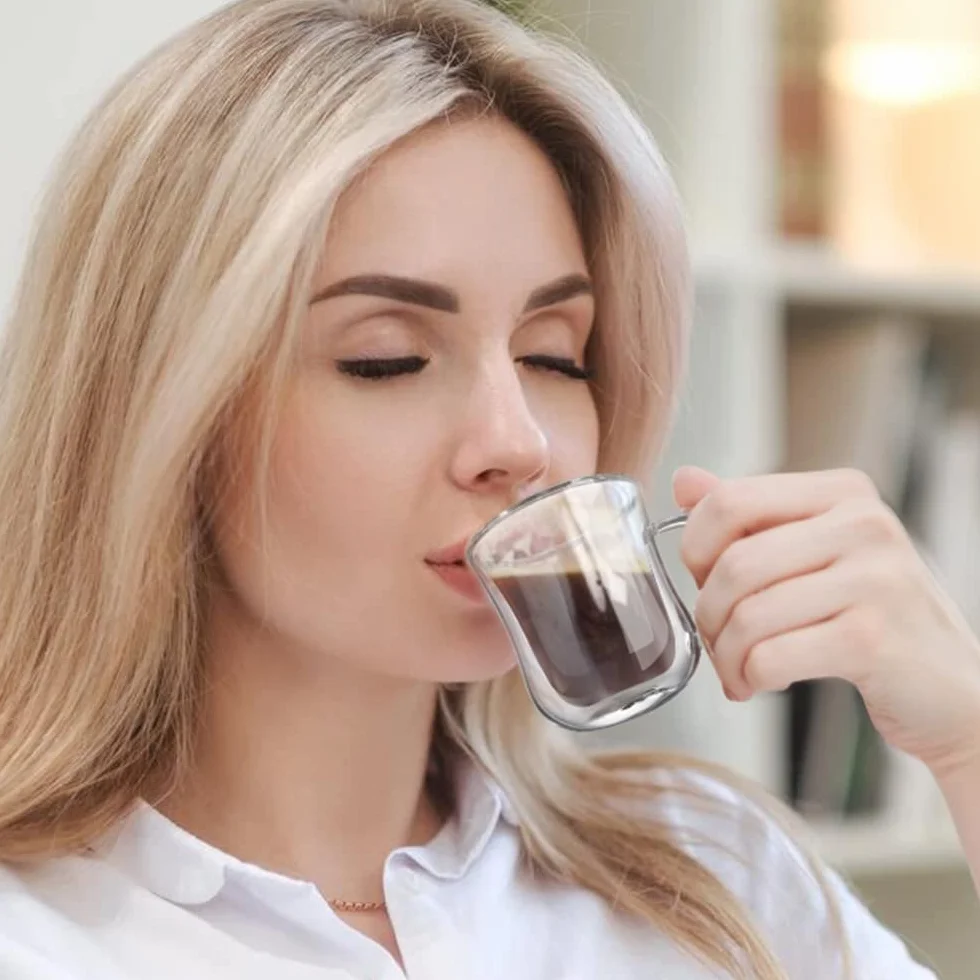 ecooe Filiżanki do kawy z podwójnymi ściankami, szklanki, herbaty, deserów, szklanki borokrzemowe, 120 ml, zestaw 2 szt