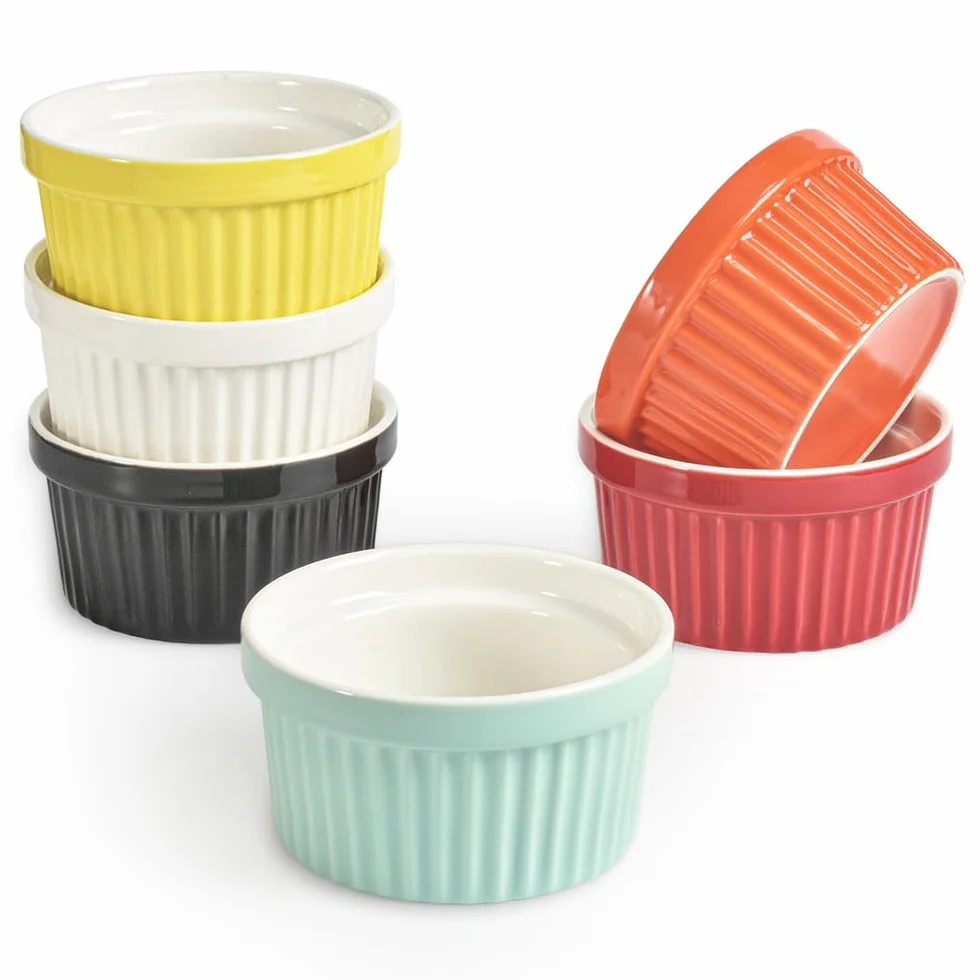 homEdge Zestaw porcelanowych ramekinów 240 ml 8 uncji miska do lodów kremowa brûlée do pieczenia 6 sztuk
