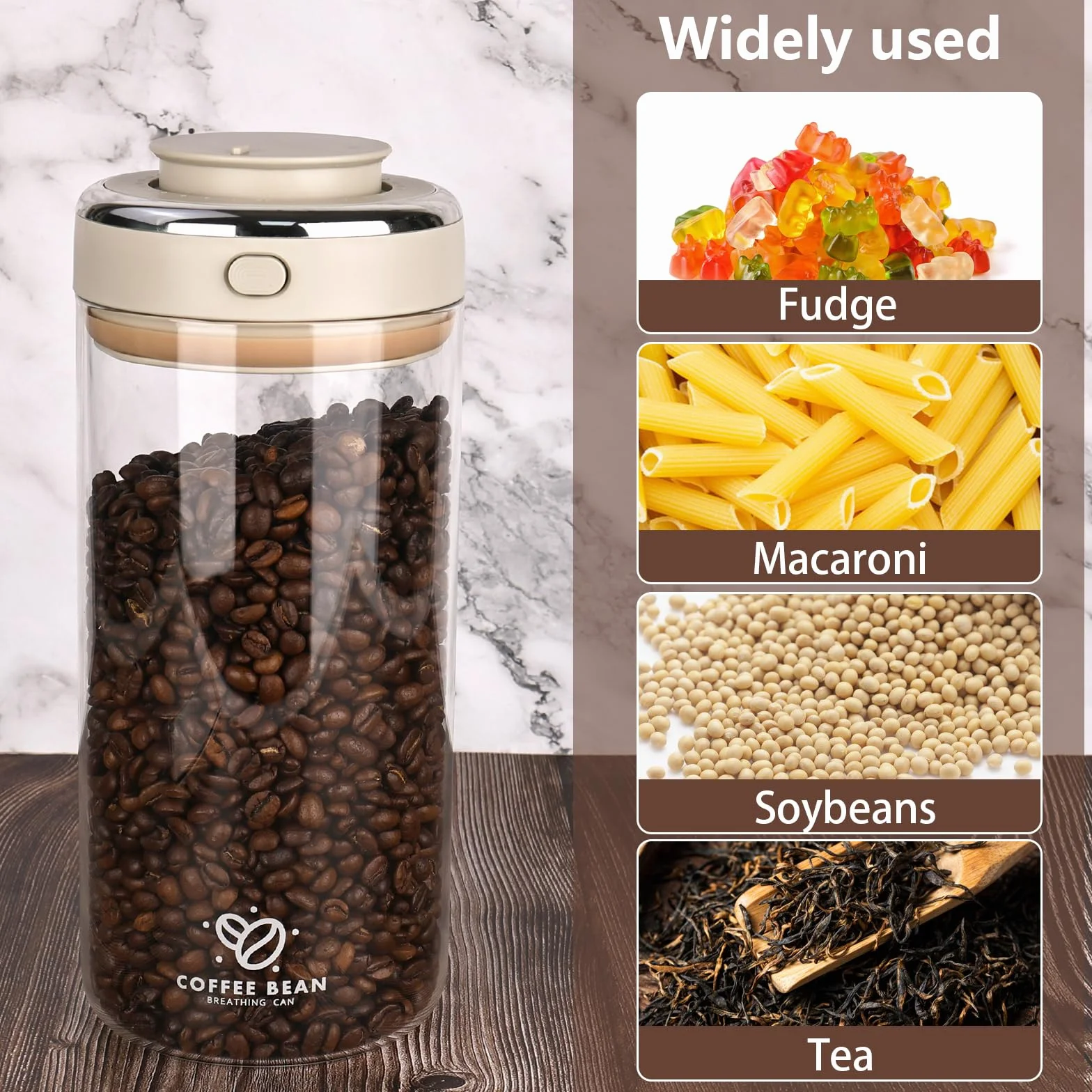Puszka na kawę 500 g, hermetyczna, pojemnik na ziarna kawy, 1700 ml, do przechowywania ziaren kawy, z wysokiej jakości szkła, na ziarna kawy, orzechy, kakao, liście herbaty