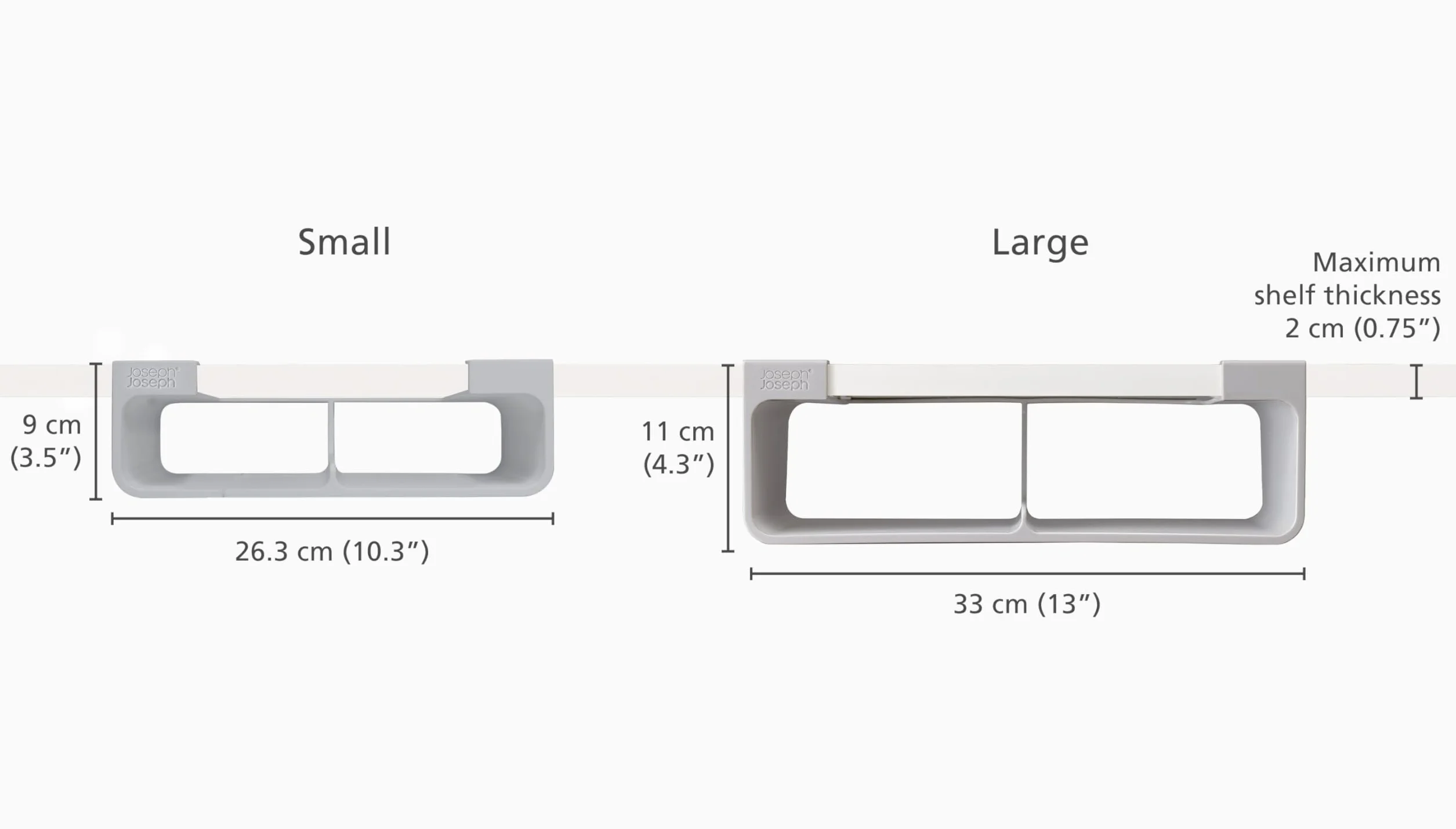 Joseph Joseph CupboardStore Organizer do Przechowywania Pod Półkę, Na Większe Rolki/Pudełka, Taśma 3M VHB lub Śruby, Pasuje do Szafek Powyżej 33 cm Szerokości