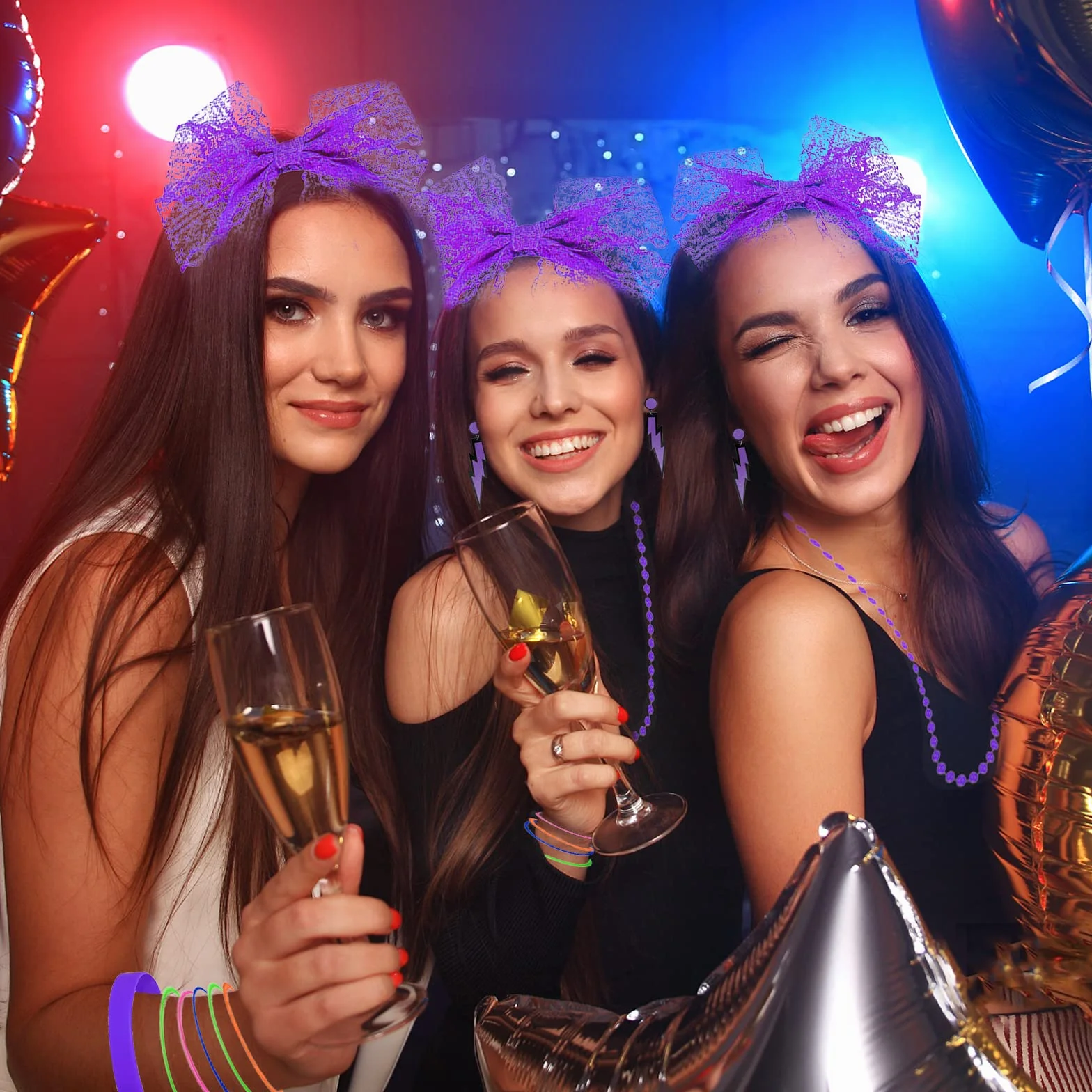 Fantazyjne kostiumy z lat 80., akcesoria do kostiumów, lata 80., fantazyjne sukienki, zestawy imprezowe, zestawy i zestawy dla kobiet, neonowe ocieplacze na nogi, naszyjniki, bransoletka, rękawiczki