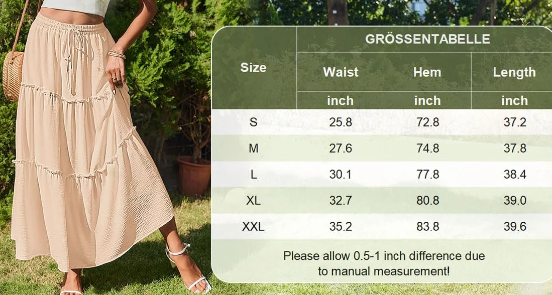 Hotouch Spódnica damska, wysoka talia, elegancka spódnica maxi, linia A, warstwowa, ze ściągaczem, spódnica w kwiaty, z kieszeniami