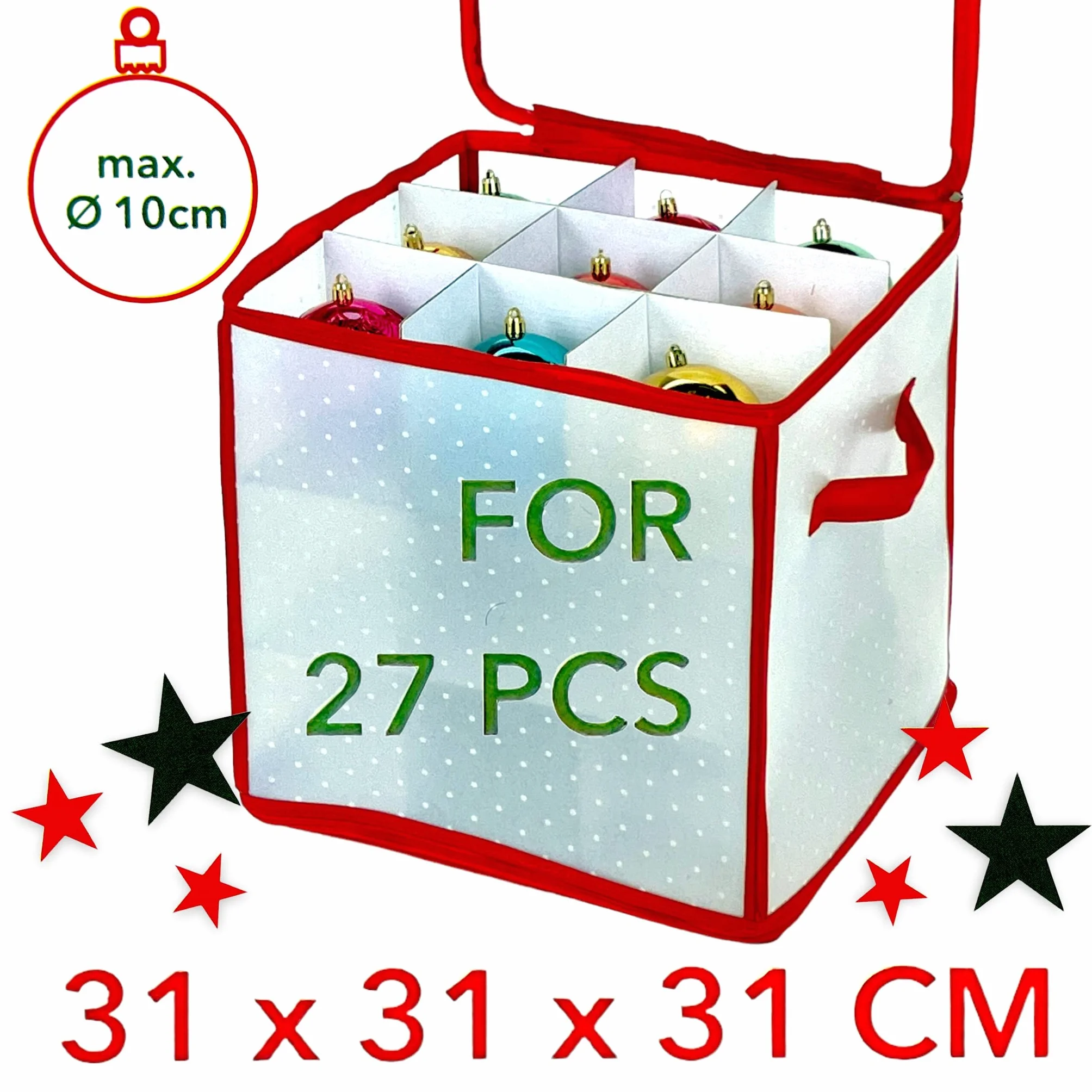 Pudełko do przechowywania 31x31x31 cm na 27 elementów bombki choinkowe