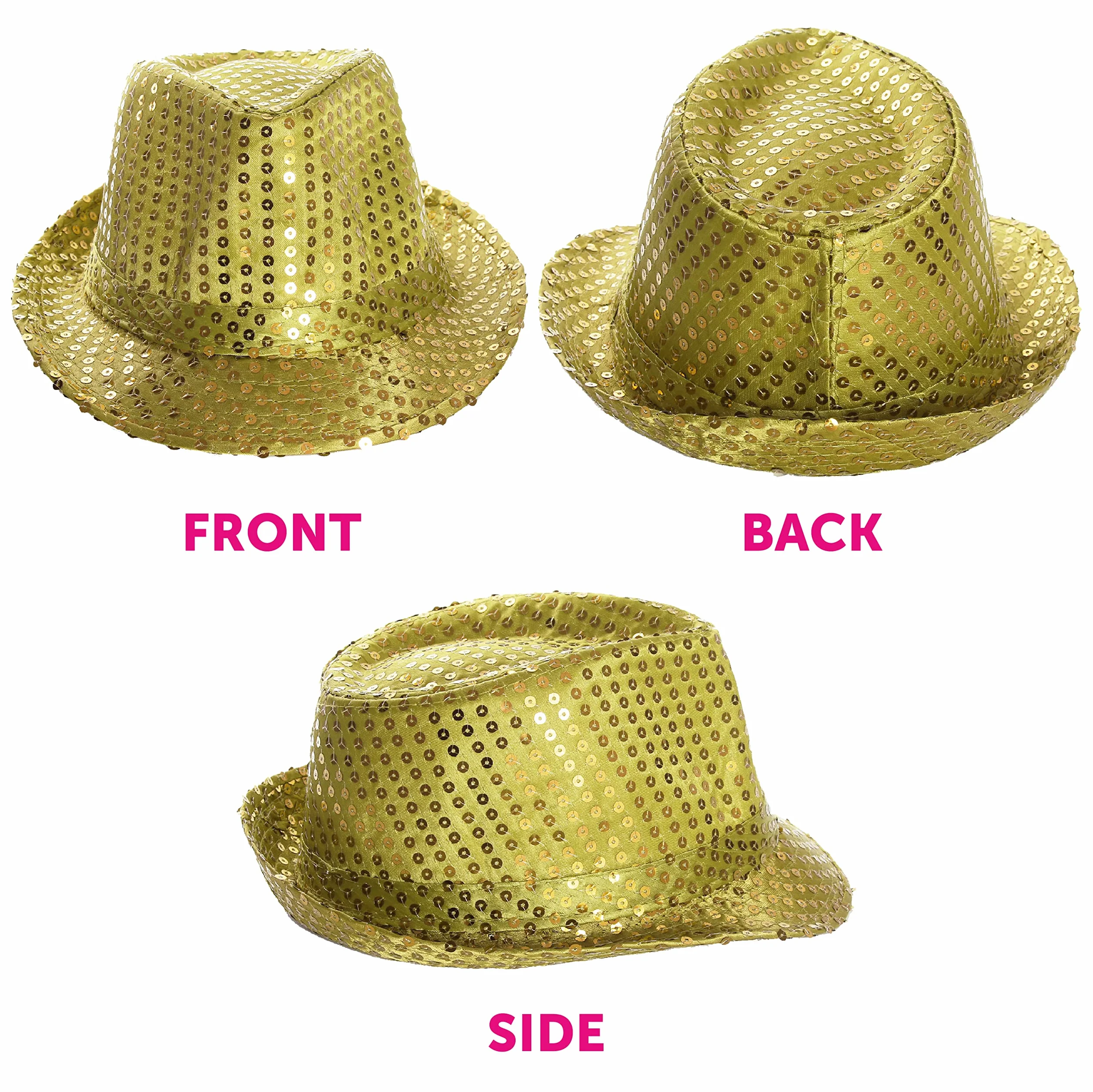 Kapelusz TRILBY ZŁOTY SEQUIN FEDORA HAT 1920's GANGSTER FANCY SUKIENKA Taniec Show UNISEX AKCESORIA MĘSKIE LUB KOBIETY - (GOLD - 48 szt.)