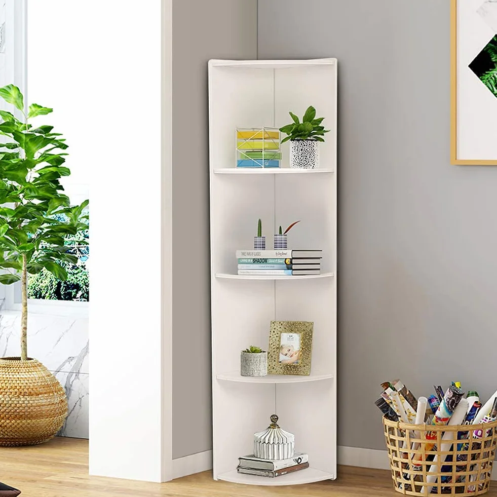 Stojąca półka do przechowywania, trwały drewniany regał narożny 4-poziomowa półka narożna do łazienki salon biuro biała sypialnia 120 * 24 * 24cm